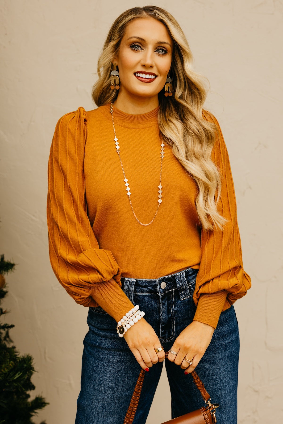 The Aleesia Pleated Puff Sleeve Sweater