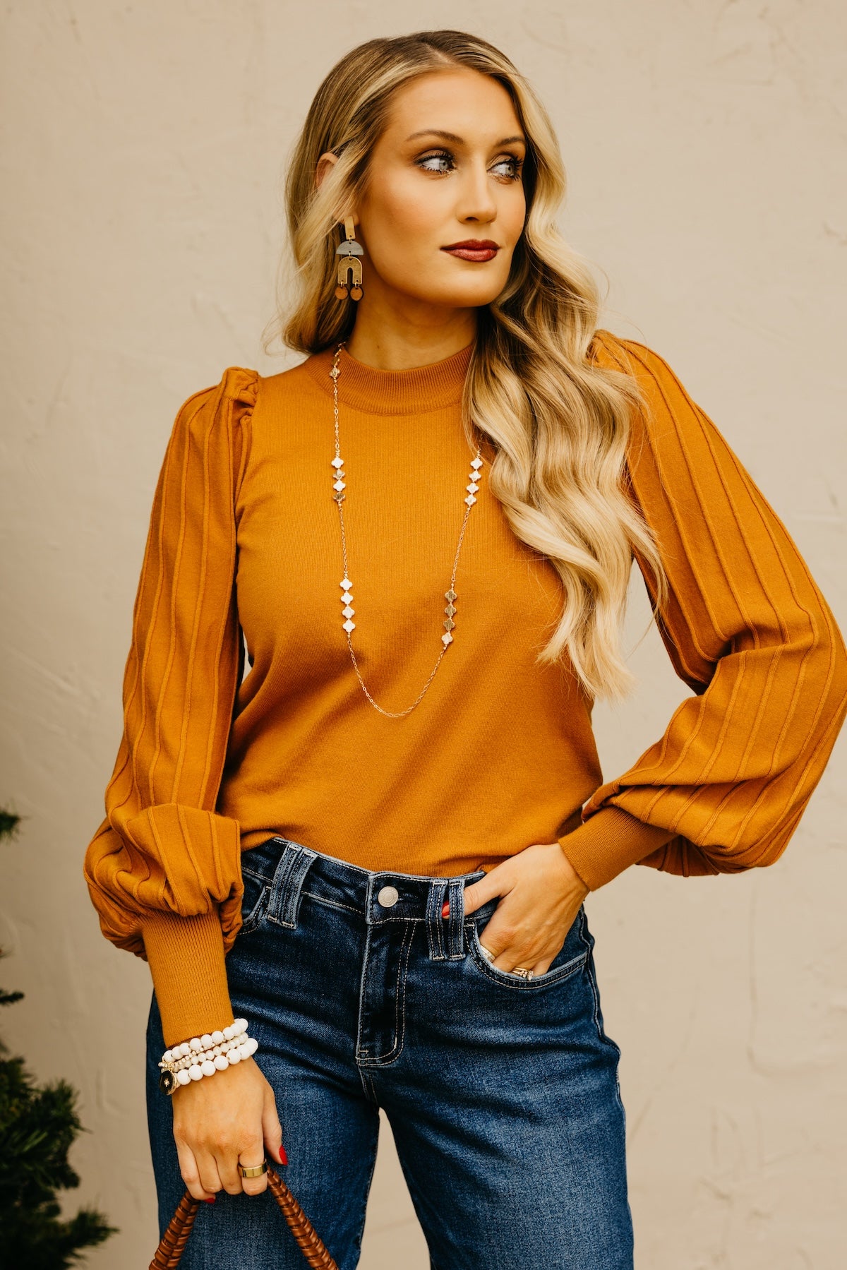 The Aleesia Pleated Puff Sleeve Sweater