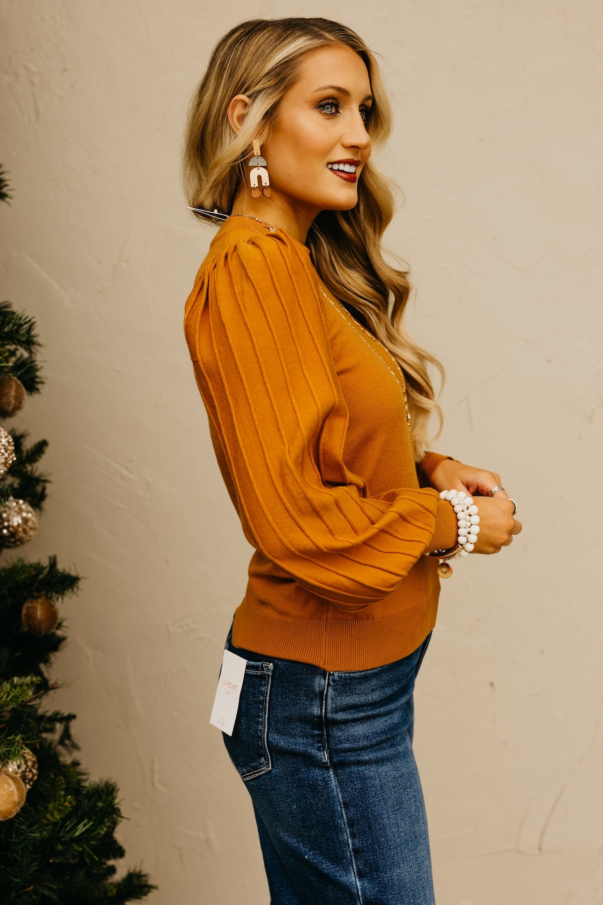 The Aleesia Pleated Puff Sleeve Sweater