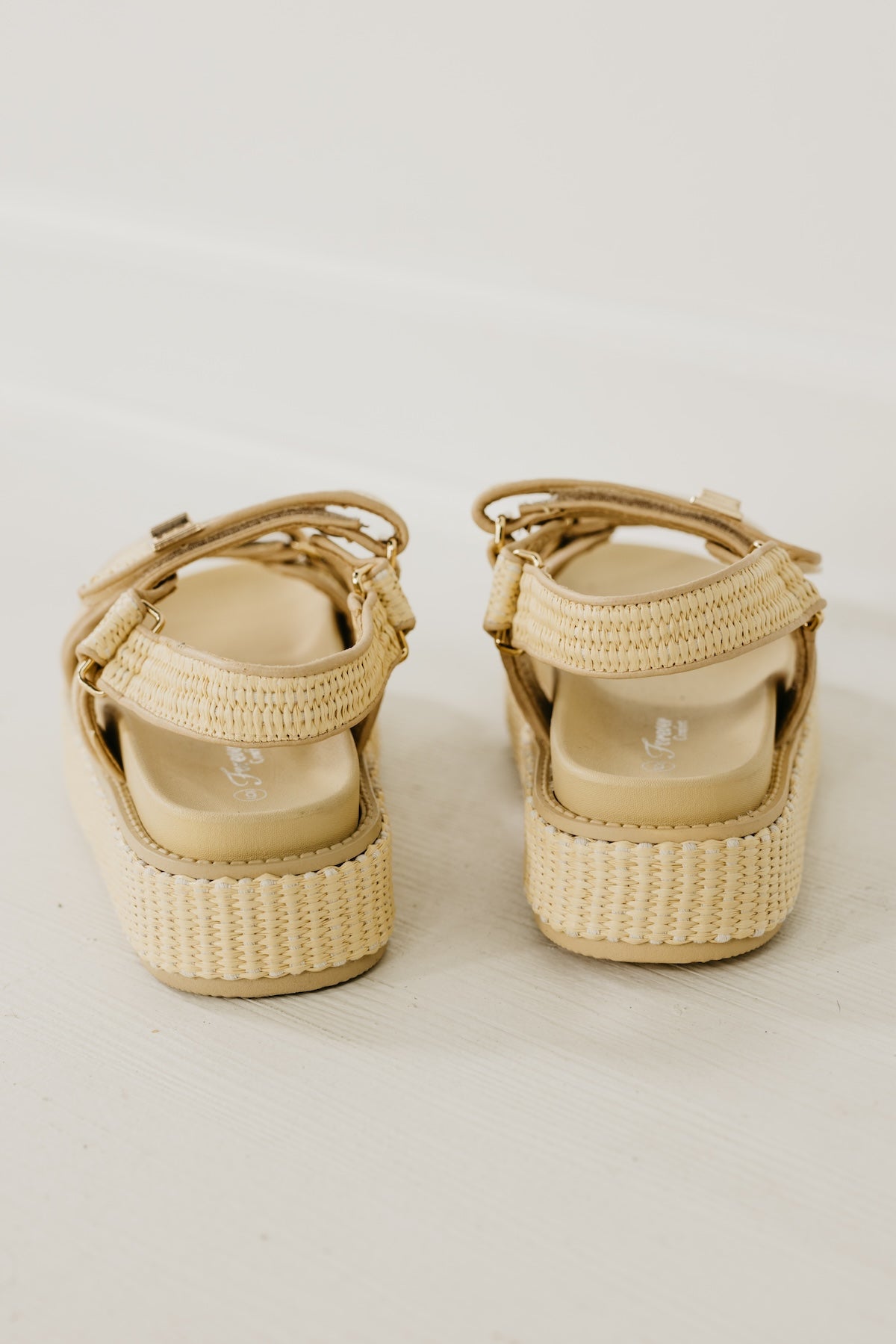 The Gogo Velcro Strap Raffia  Platform Sandal