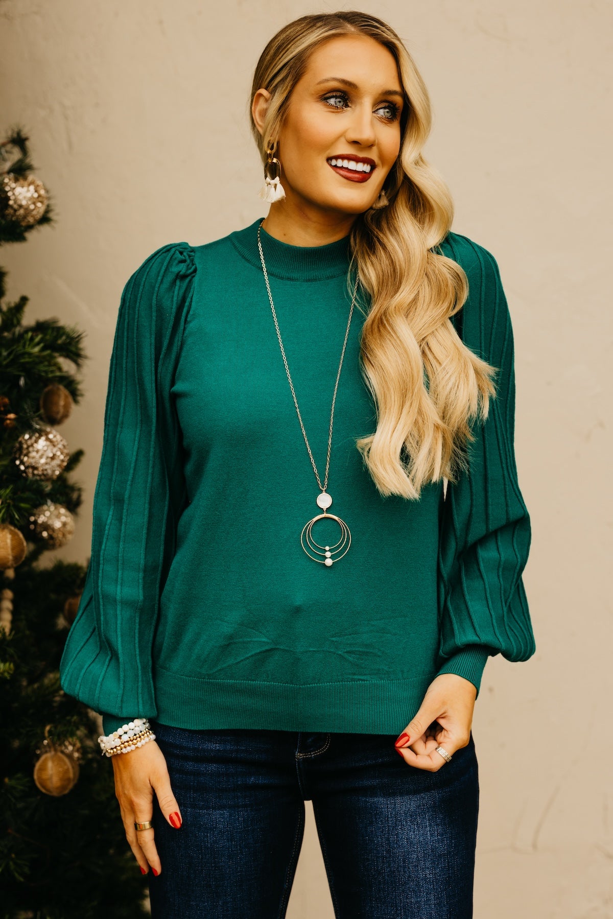 The Aleesia Pleated Puff Sleeve Sweater