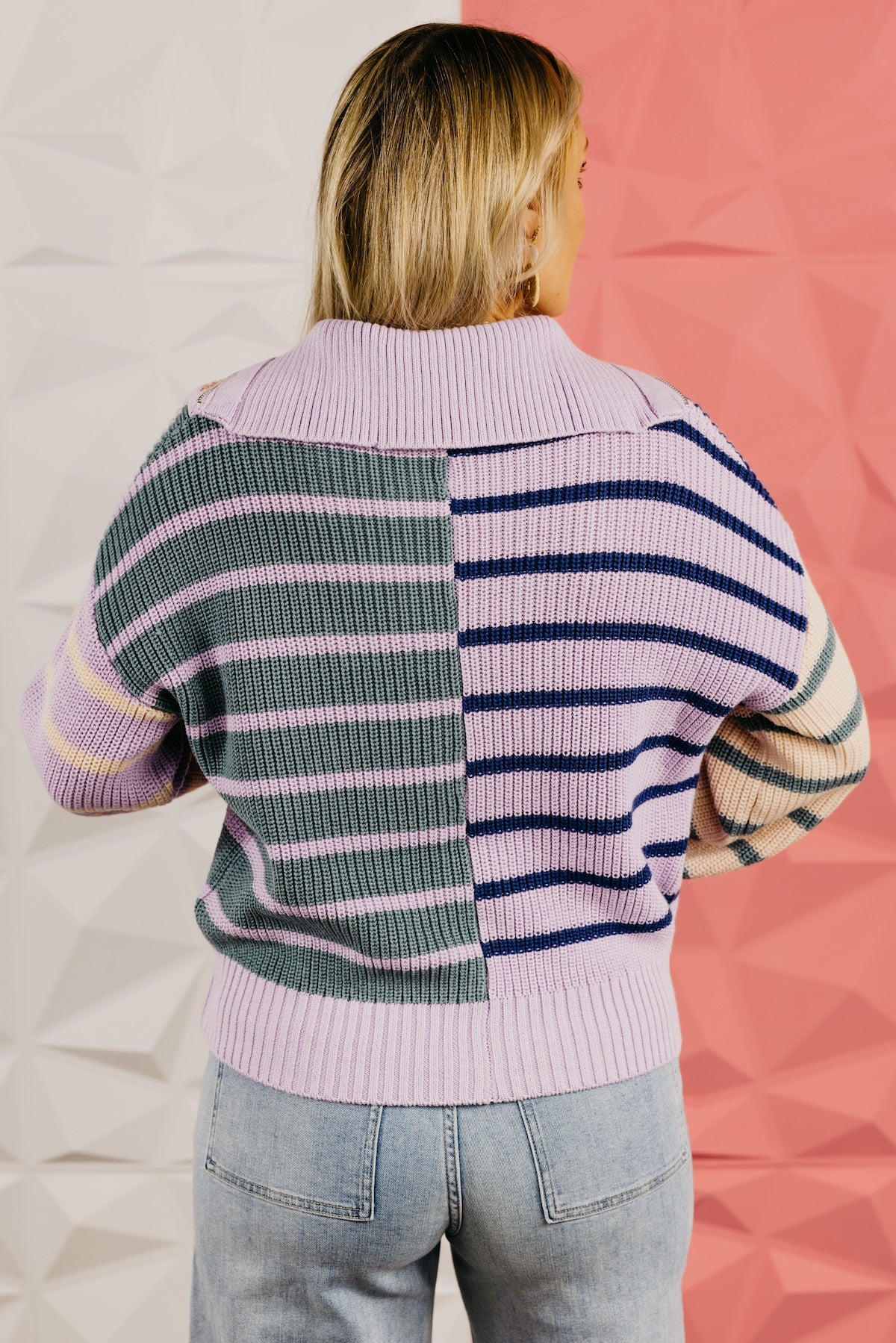 The Maisee Color Block Quarter-Zip Sweater