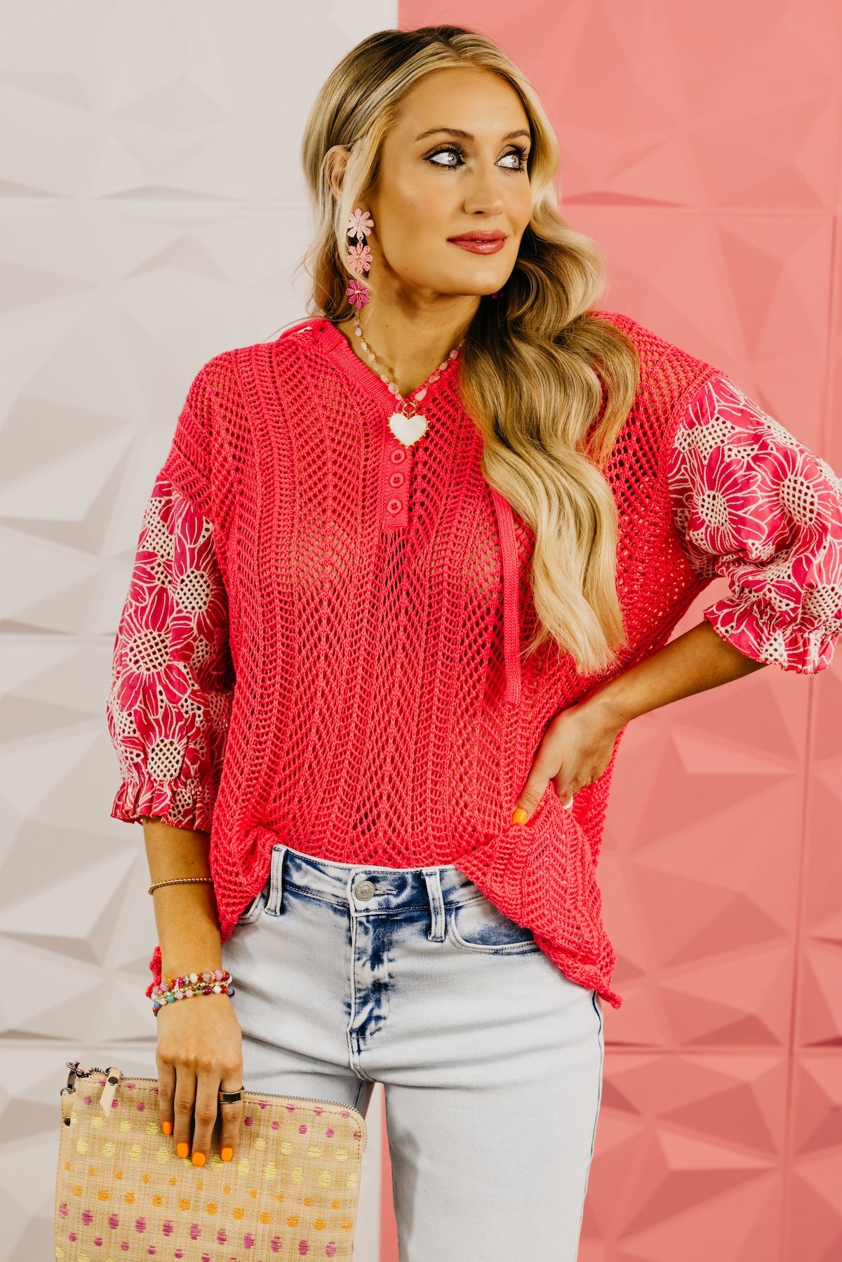 The Santino Pointelle Floral Knit Top