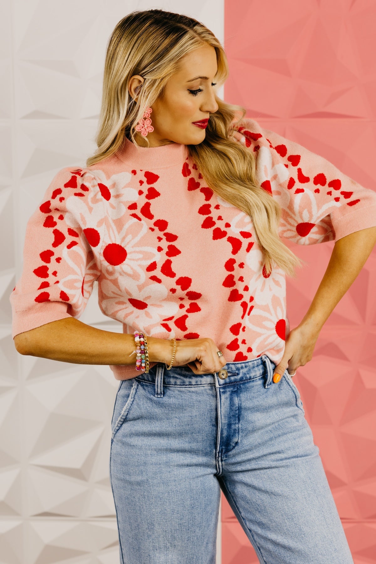 The Zayd Floral & Heart Sweater Top