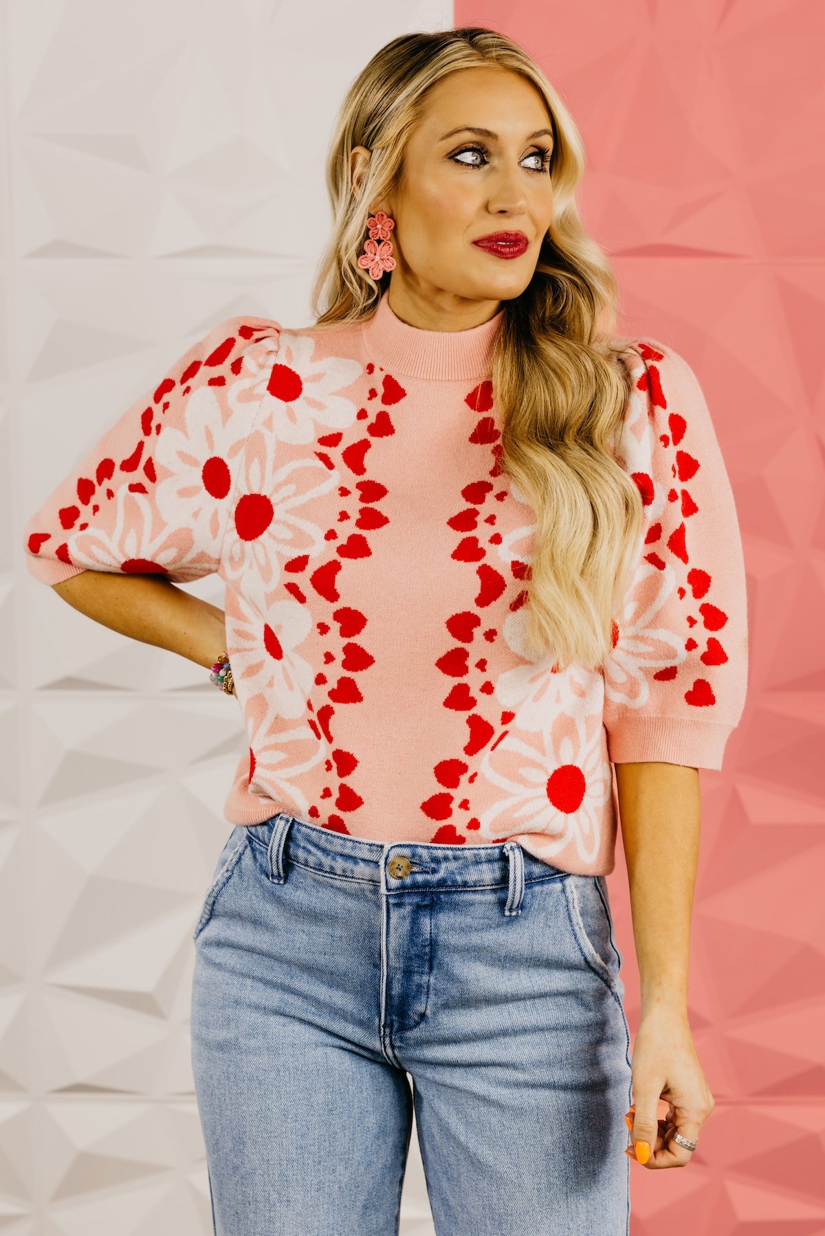 The Zayd Floral & Heart Sweater Top