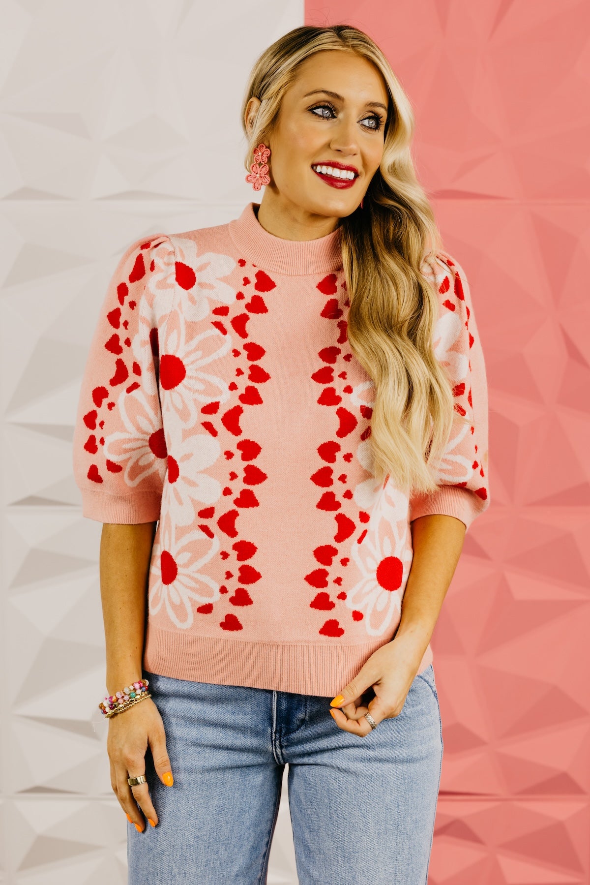 The Zayd Floral & Heart Sweater Top