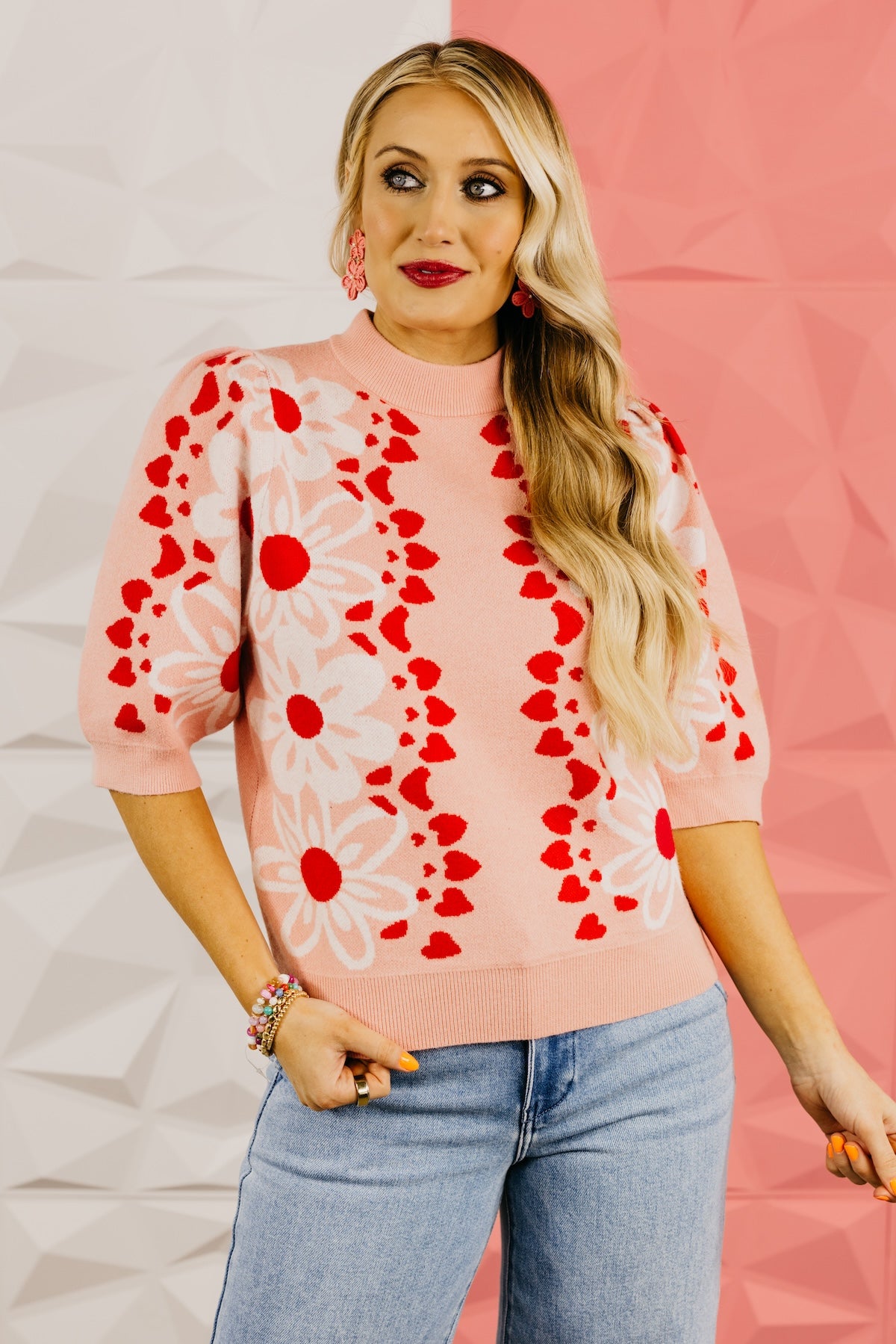 The Zayd Floral & Heart Sweater Top