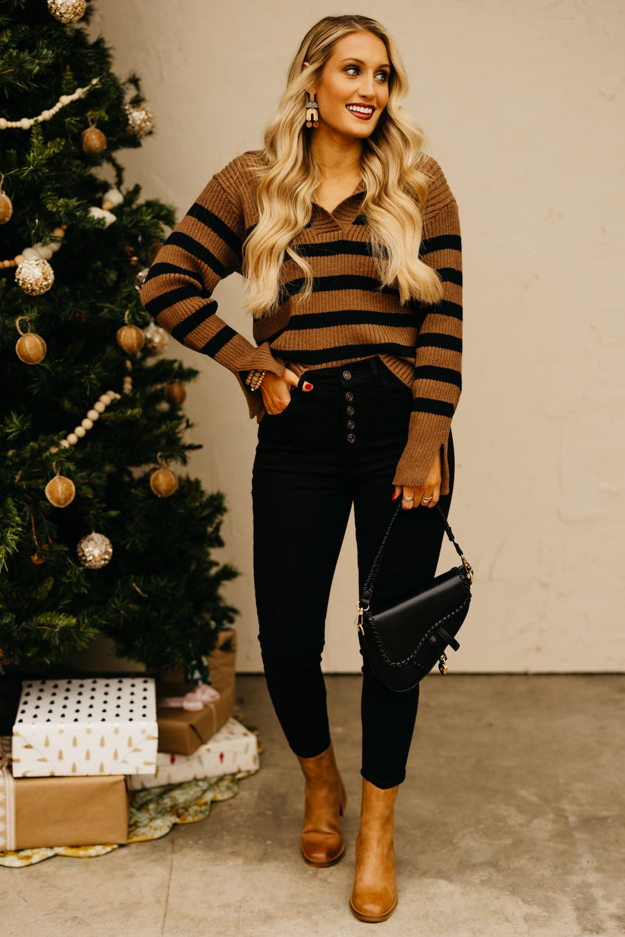 The Isaiah Striped Oversize Collar Sweater