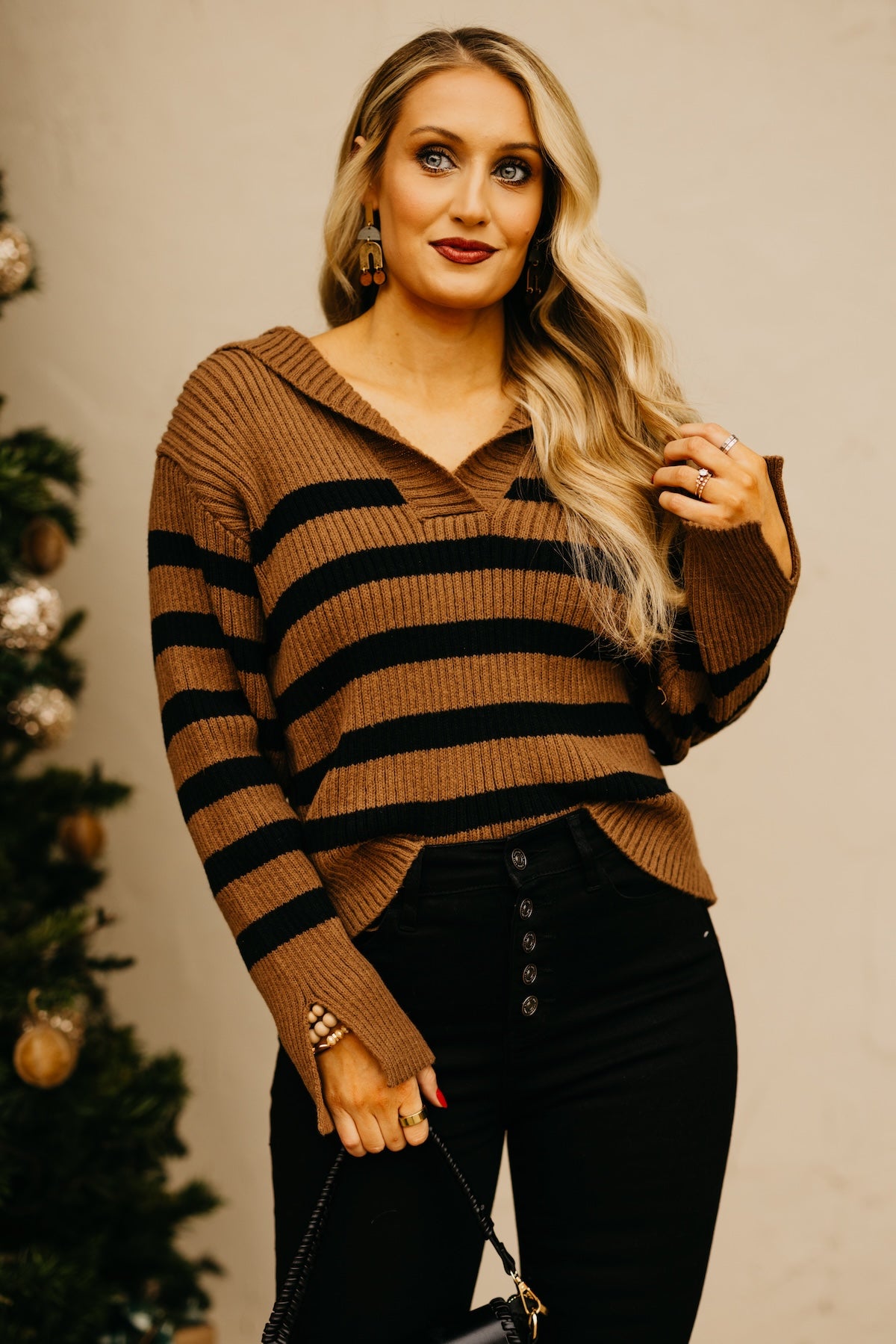 The Isaiah Striped Oversize Collar Sweater