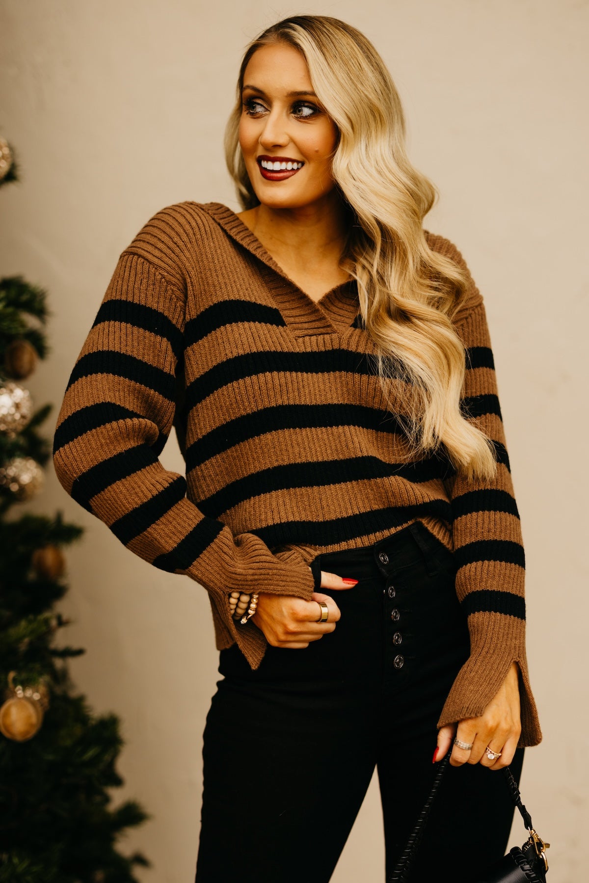 The Isaiah Striped Oversize Collar Sweater