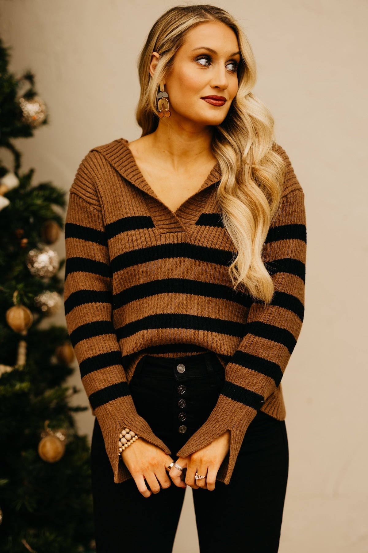 The Isaiah Striped Oversize Collar Sweater