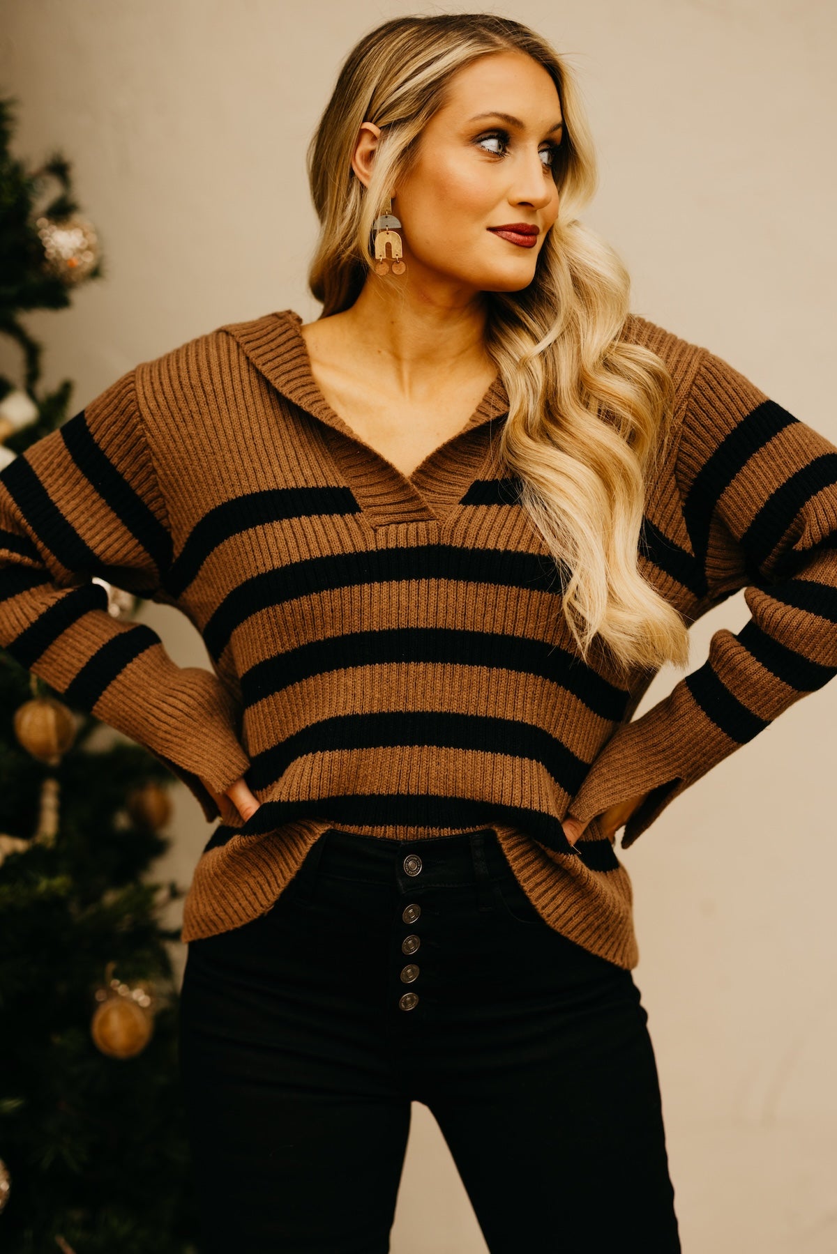 The Isaiah Striped Oversize Collar Sweater