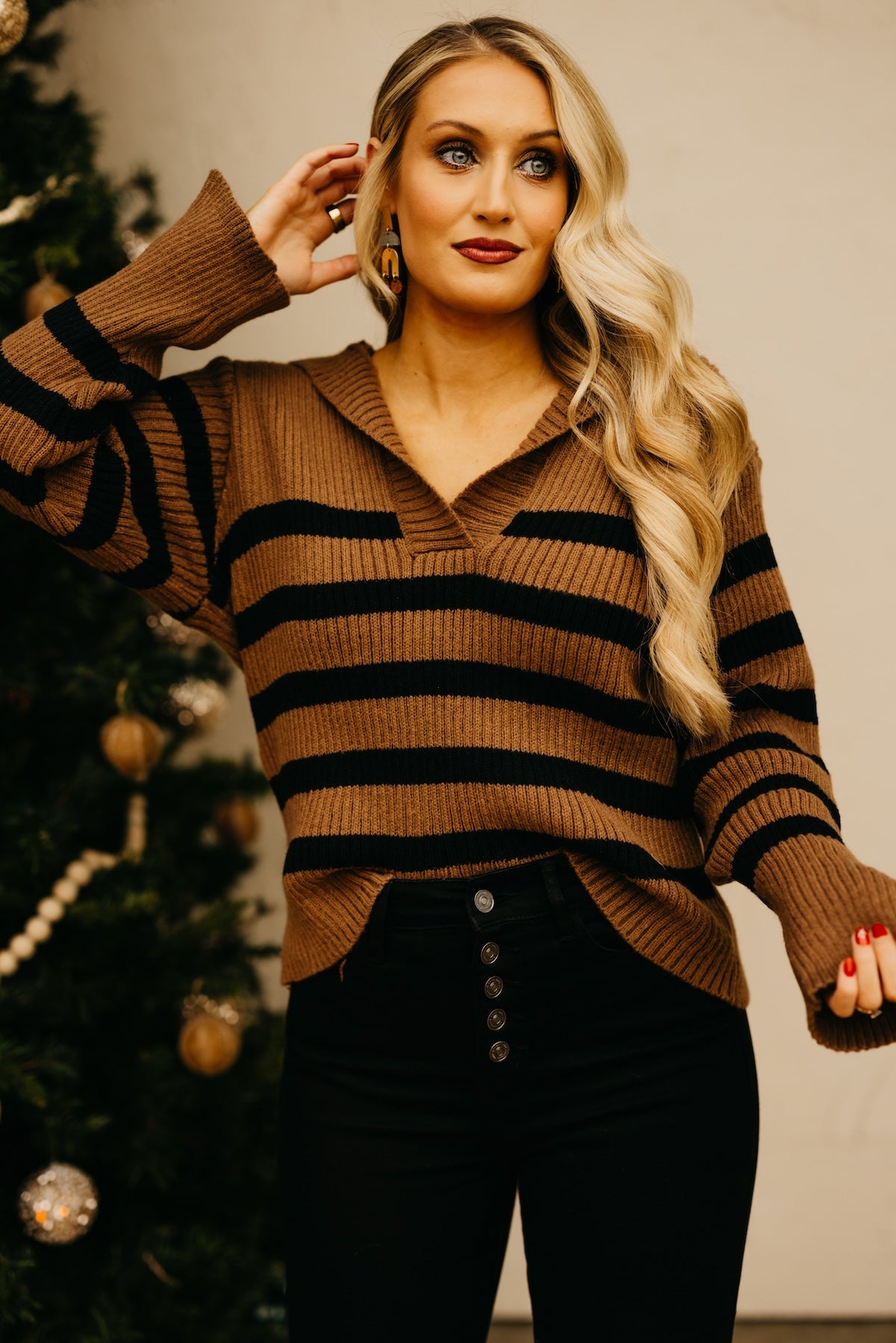 The Isaiah Striped Oversize Collar Sweater