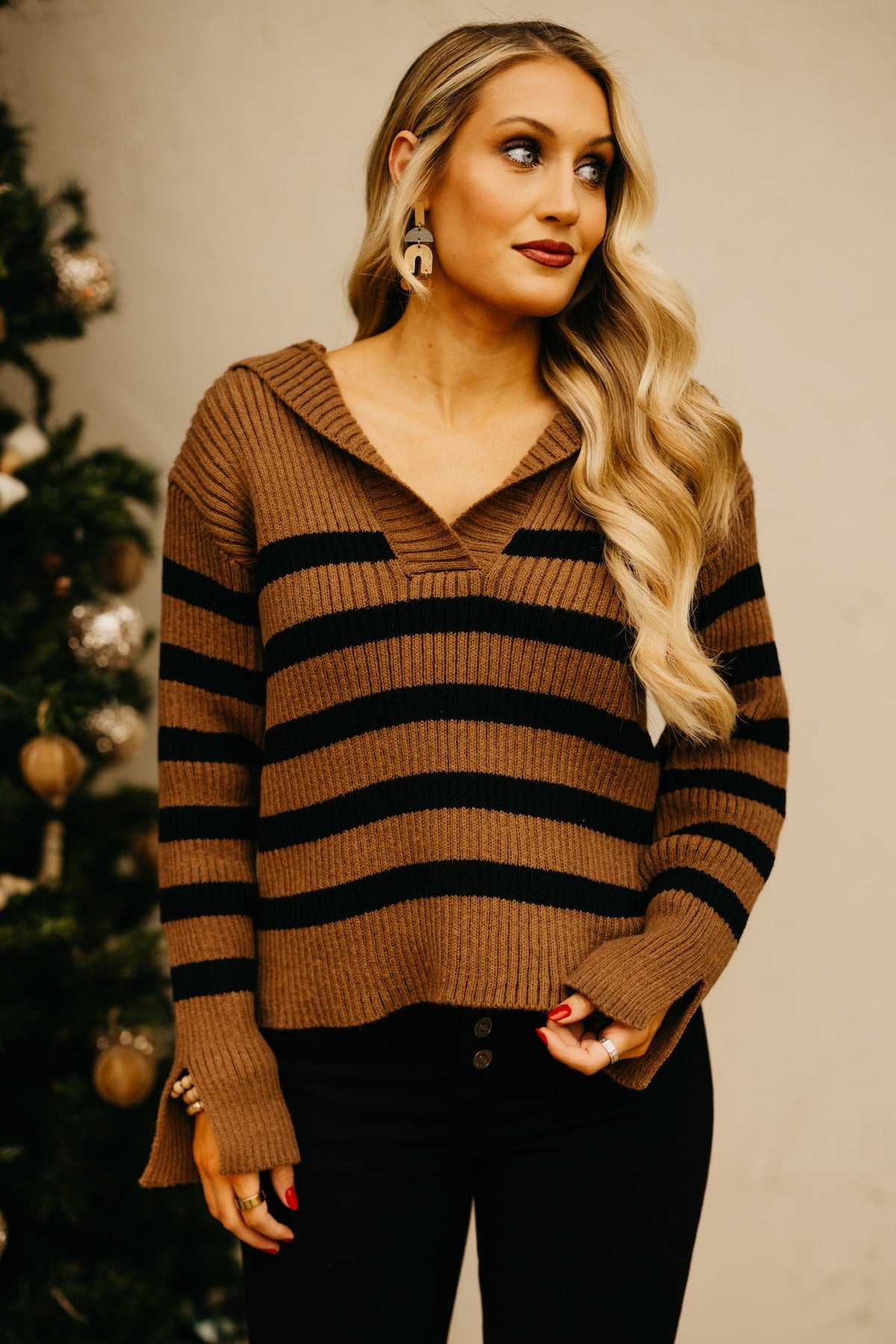 The Isaiah Striped Oversize Collar Sweater