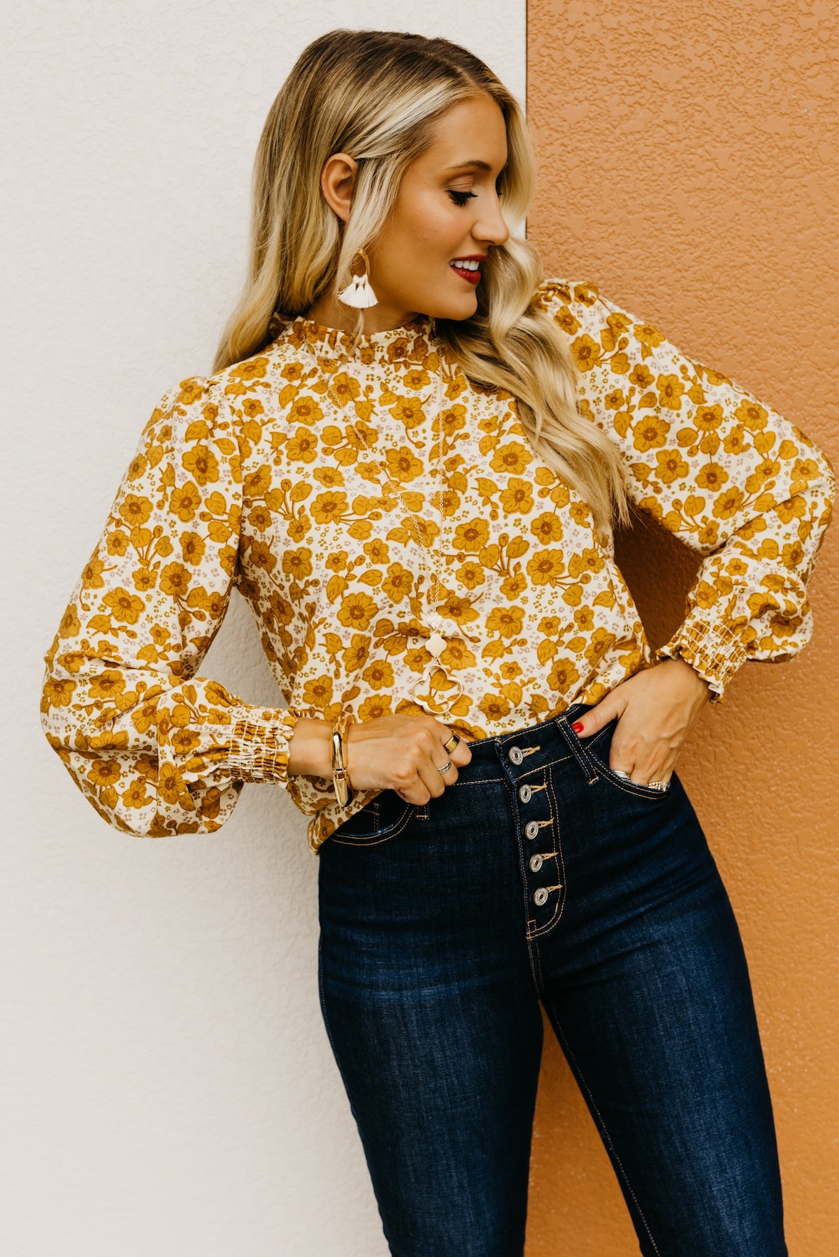 The Paityn Long Sleeve Ruffle Woven Top