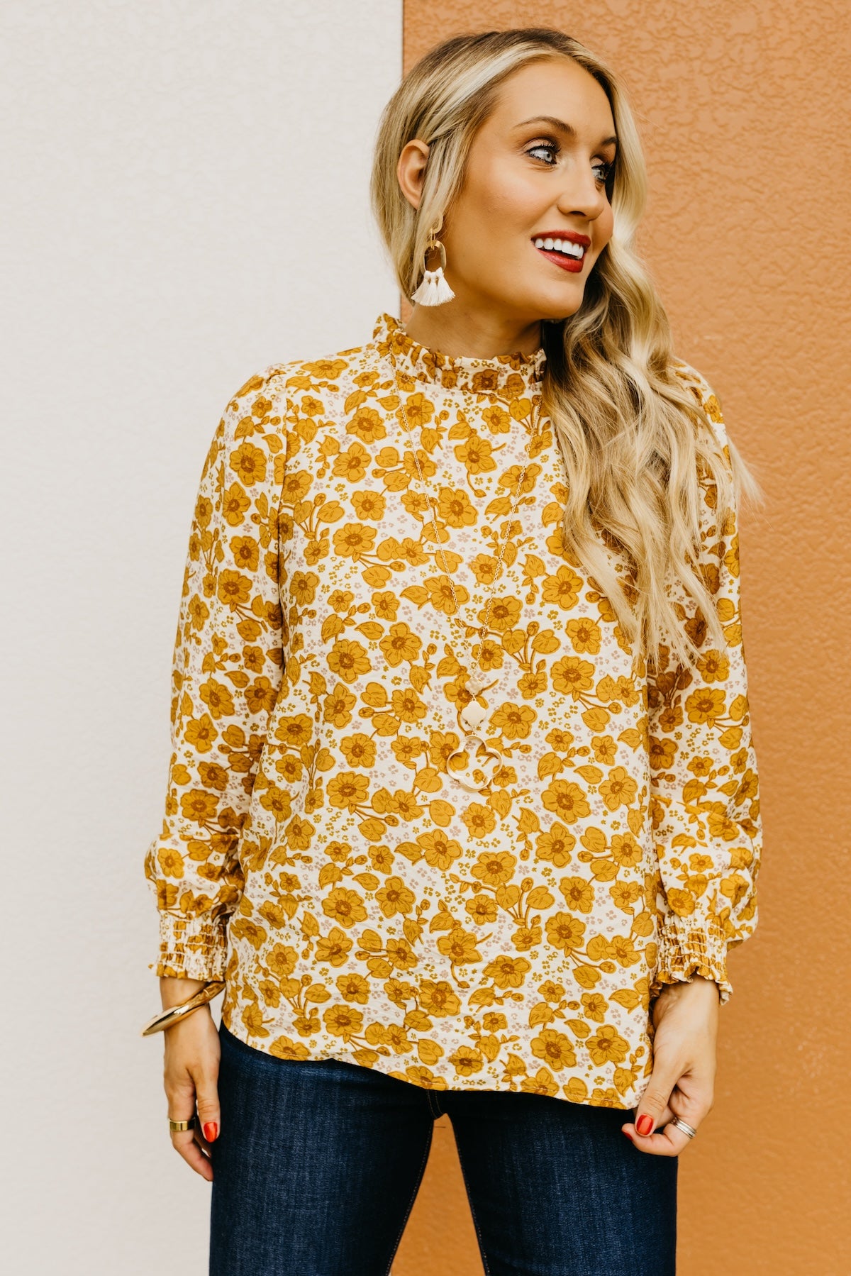 The Paityn Long Sleeve Ruffle Woven Top