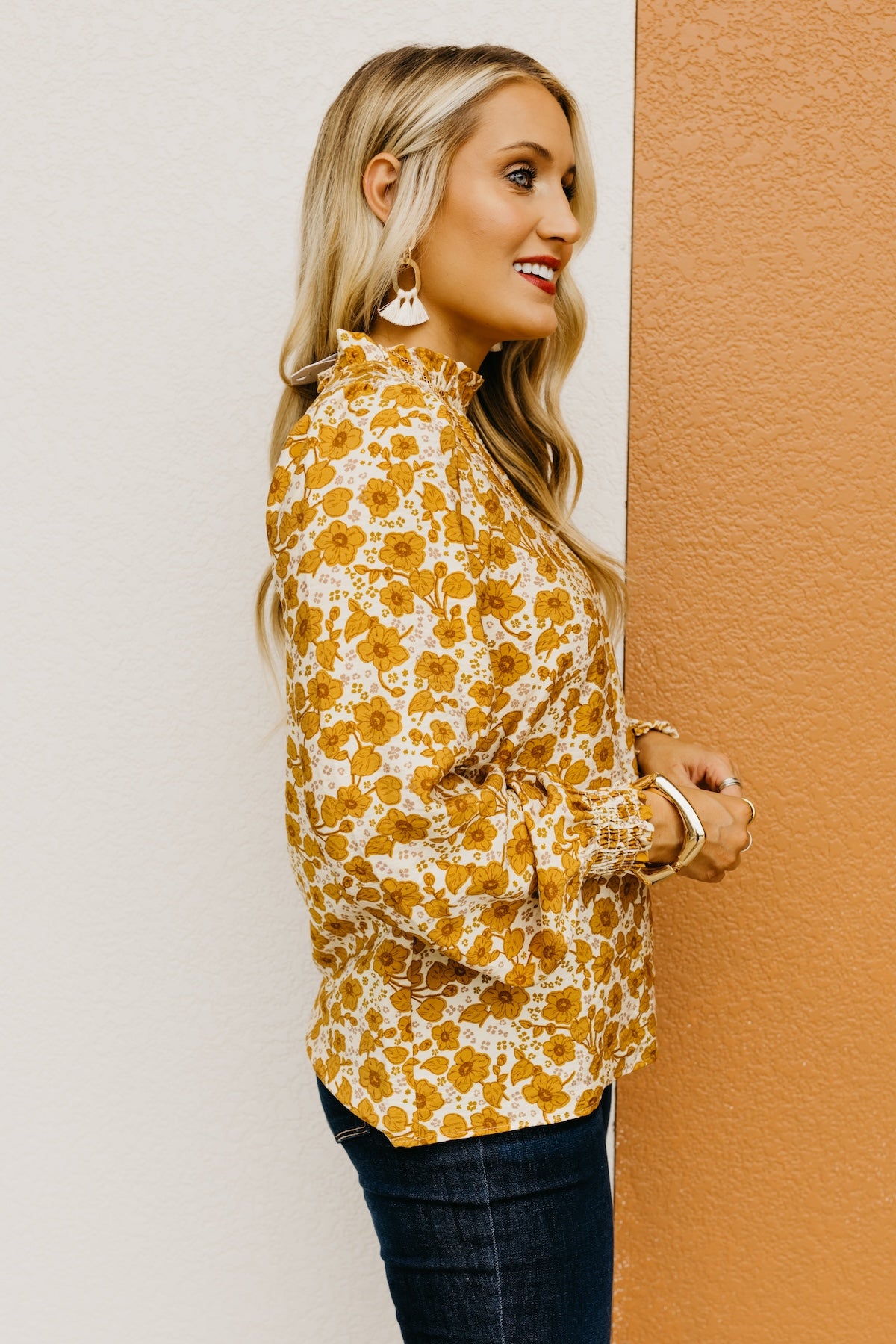 The Paityn Long Sleeve Ruffle Woven Top