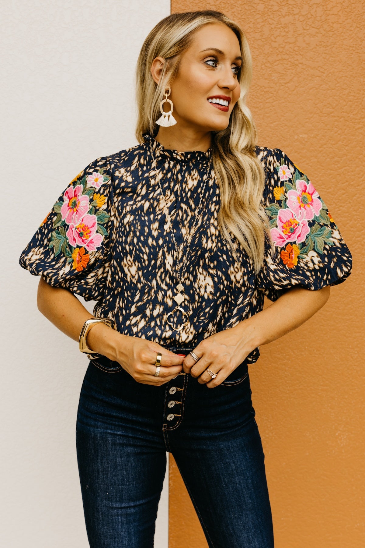 The Otis Embroidered Puff Sleeve Top