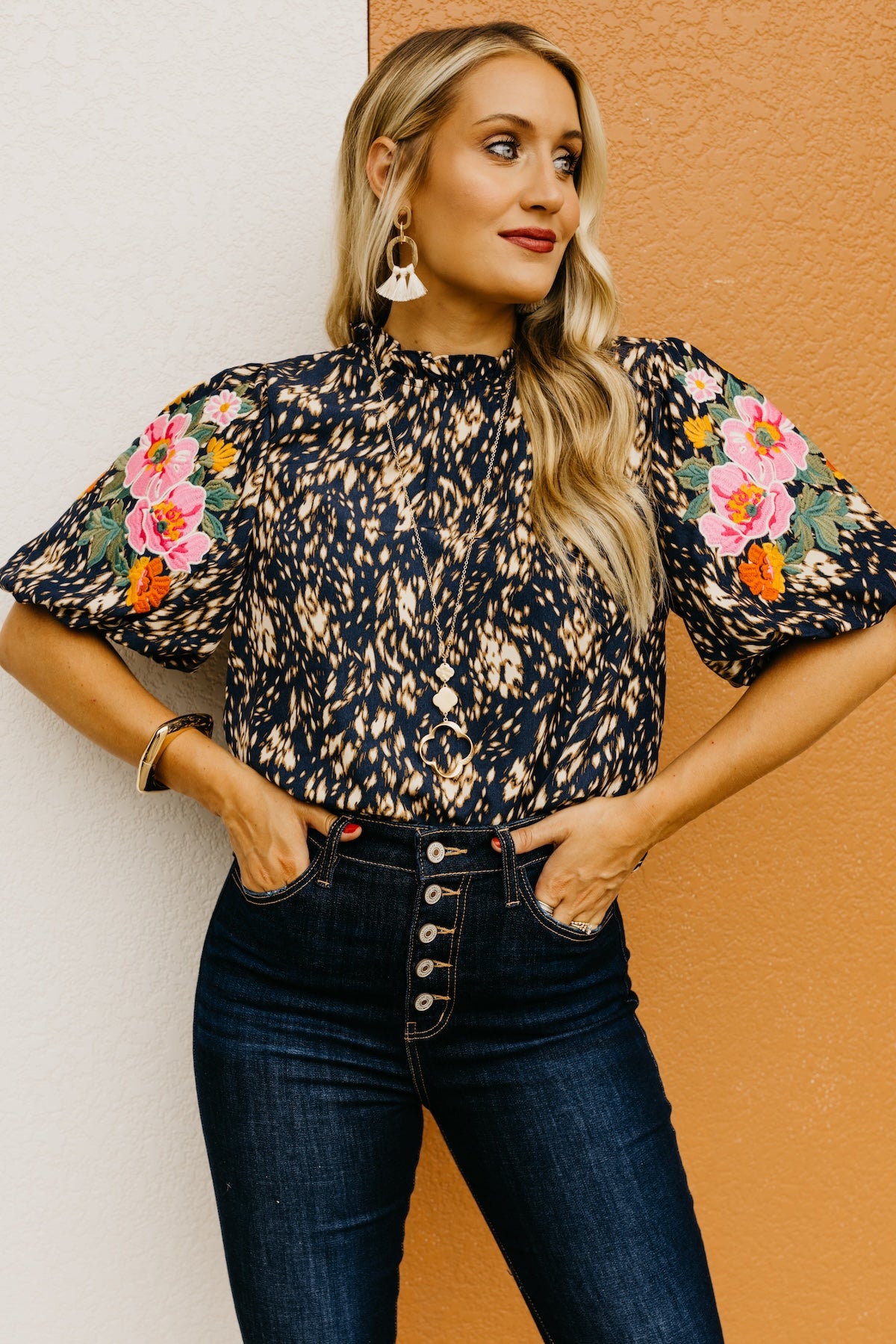 The Otis Embroidered Puff Sleeve Top