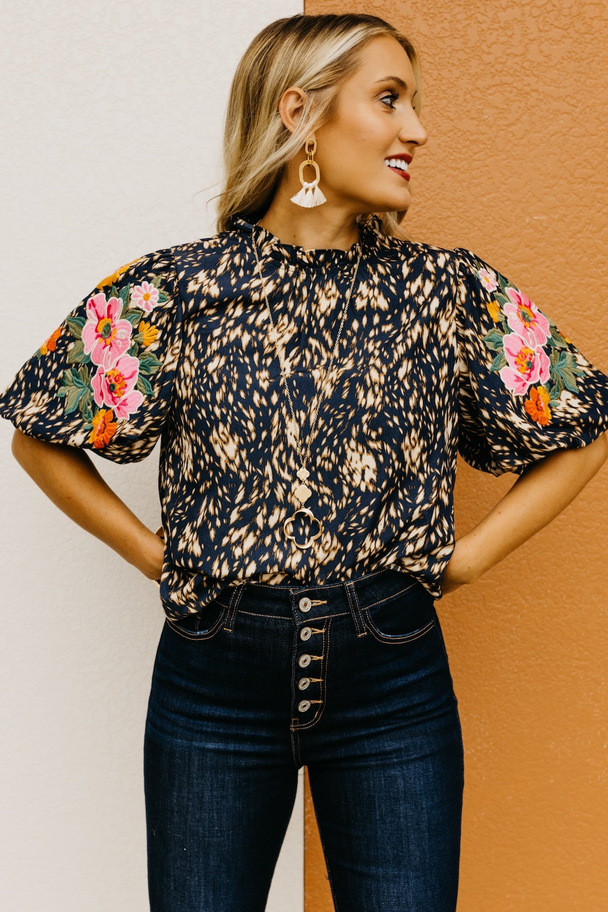 The Otis Embroidered Puff Sleeve Top