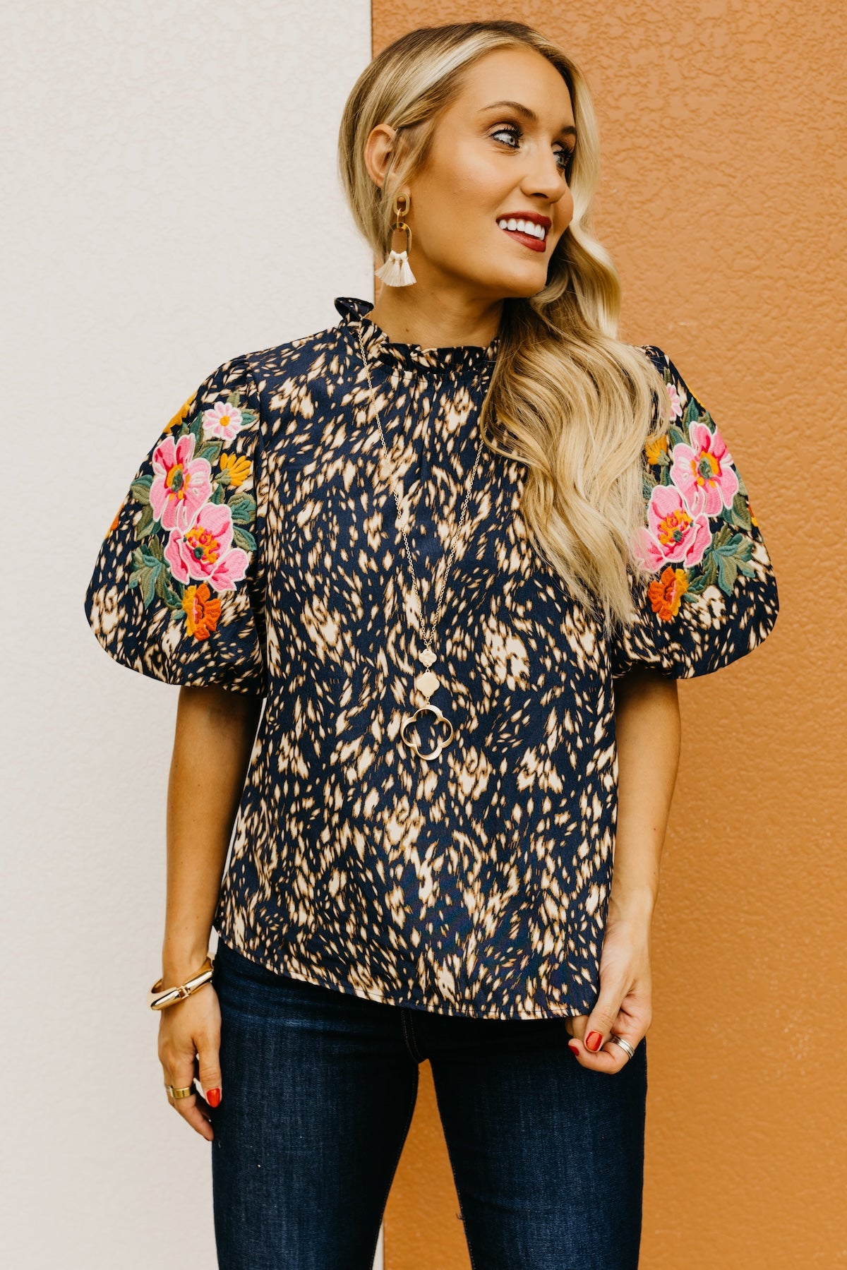 The Otis Embroidered Puff Sleeve Top