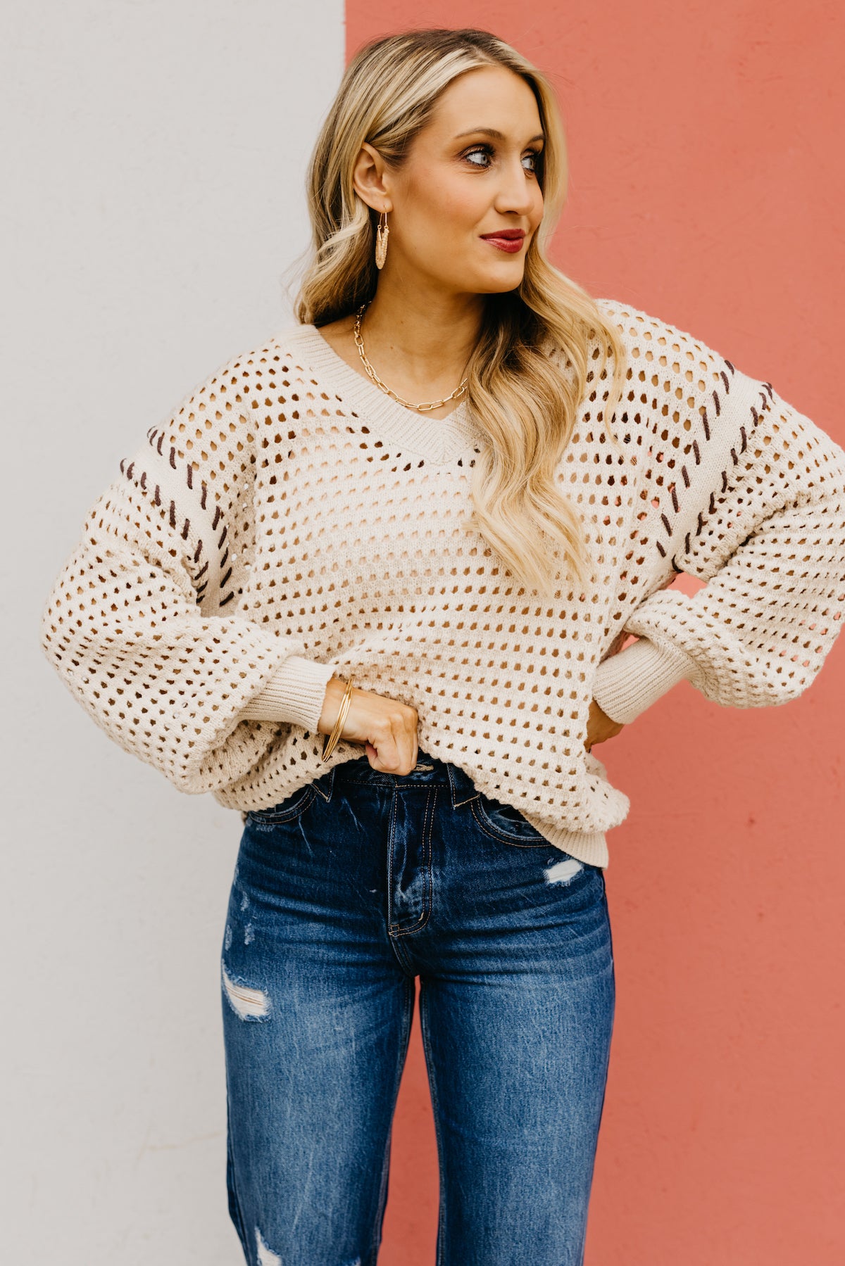 The Julianna Woven Pointelle Sweater | MOD Boutique