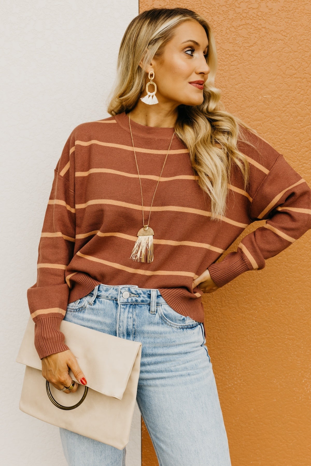 The Jaylee Striped Drop Shoulder Sweater