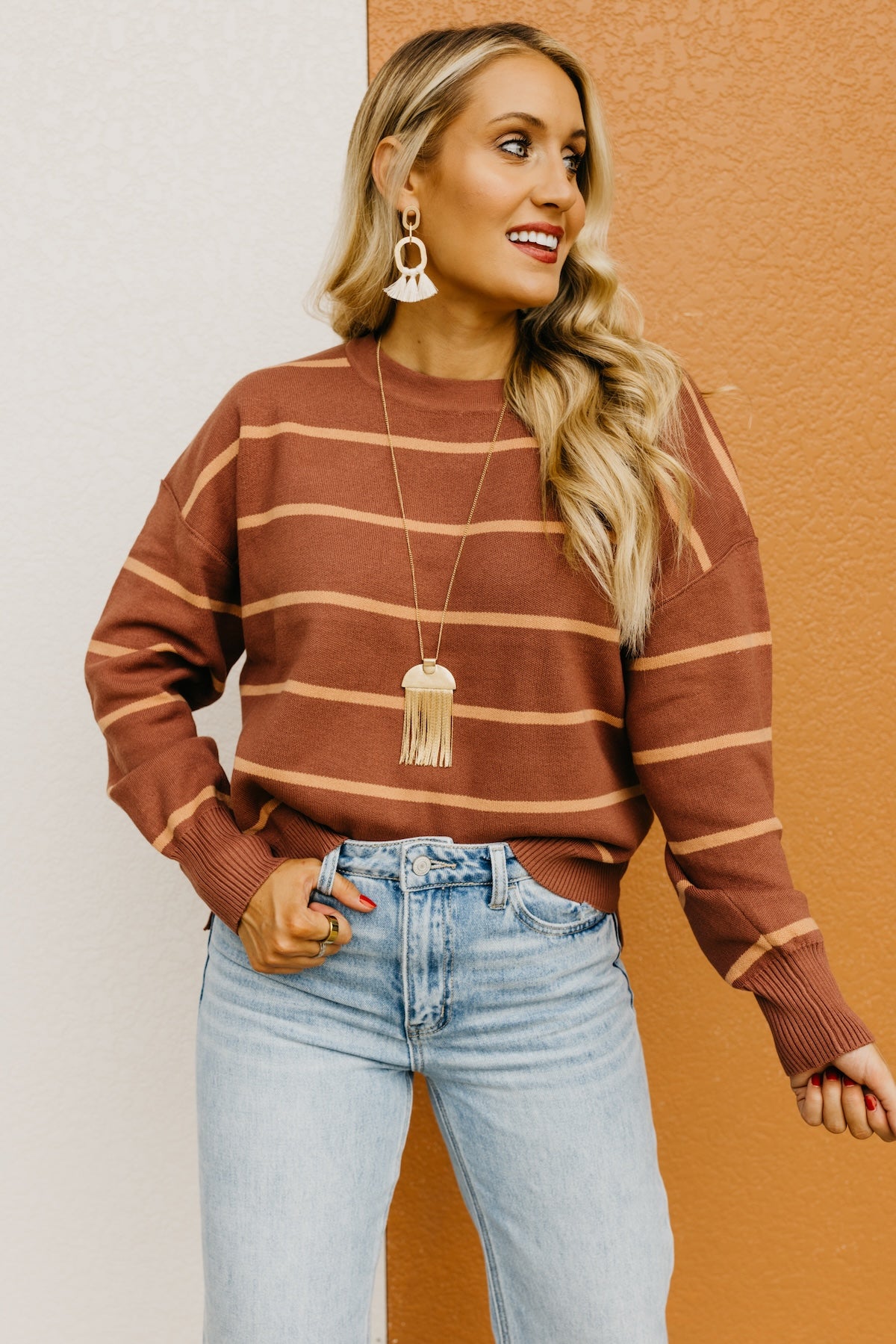 The Jaylee Striped Drop Shoulder Sweater