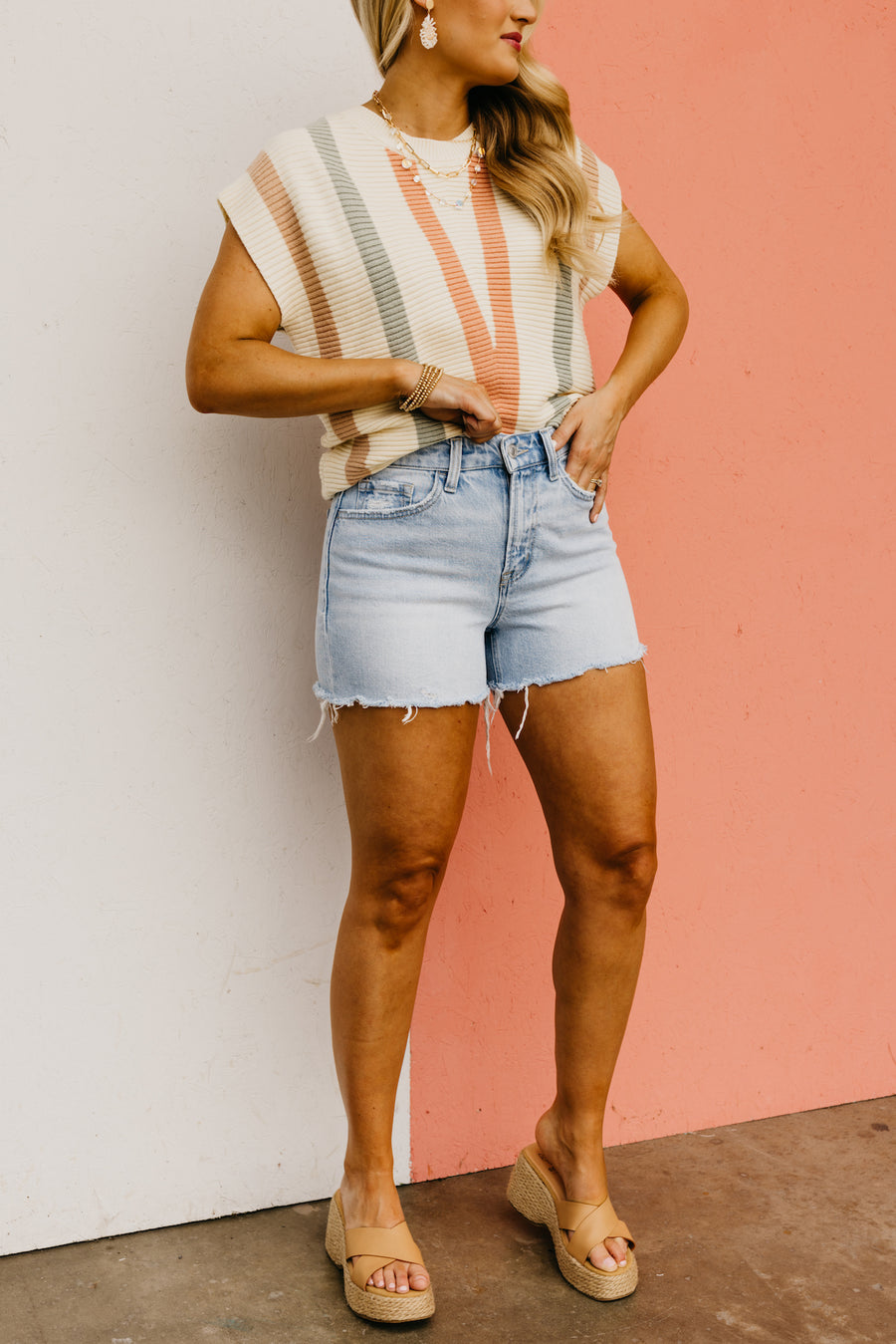 Vervet Denim | The Rebecca High Rise Distressed Shorts