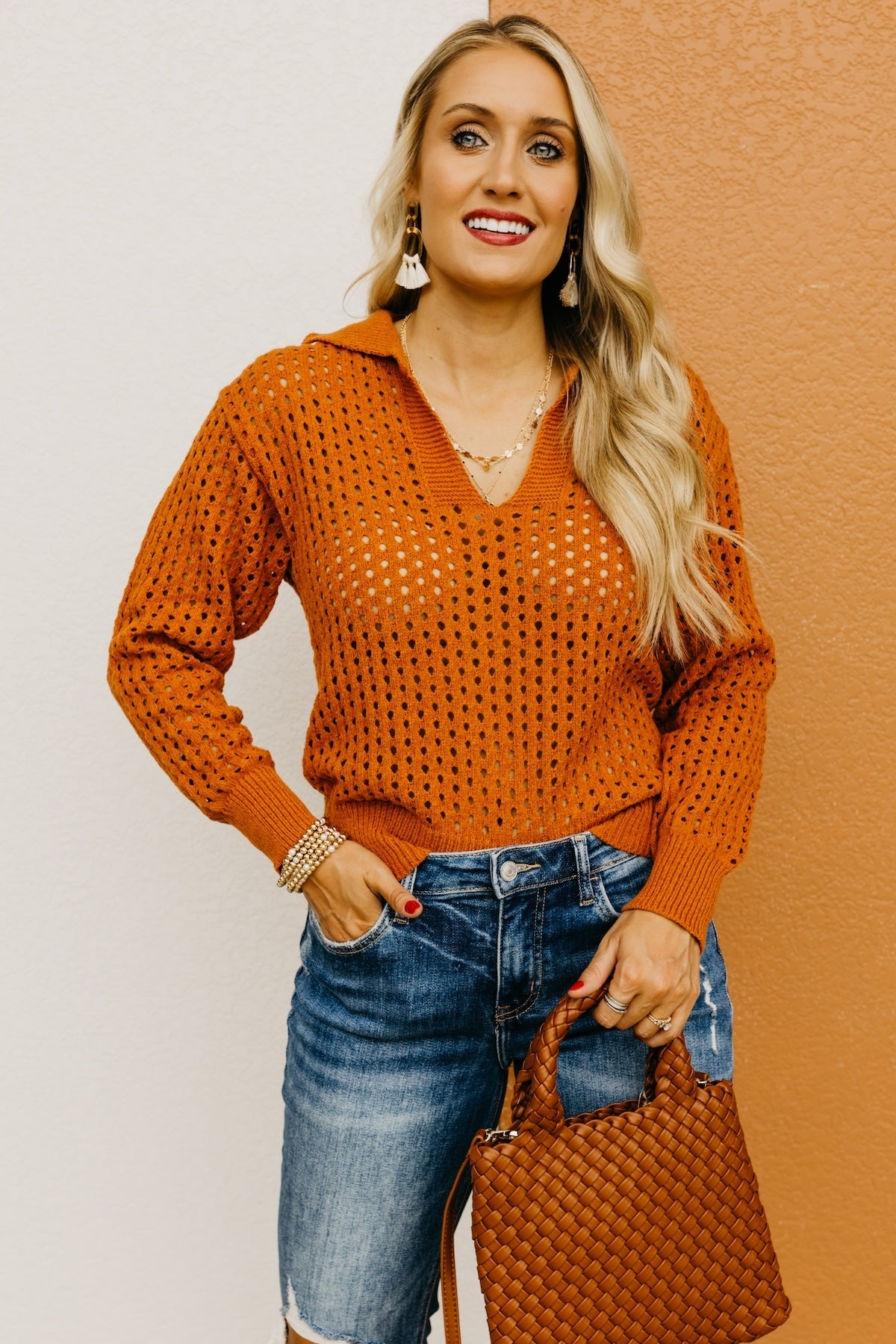 The Amayah Open Knit Popover Sweater