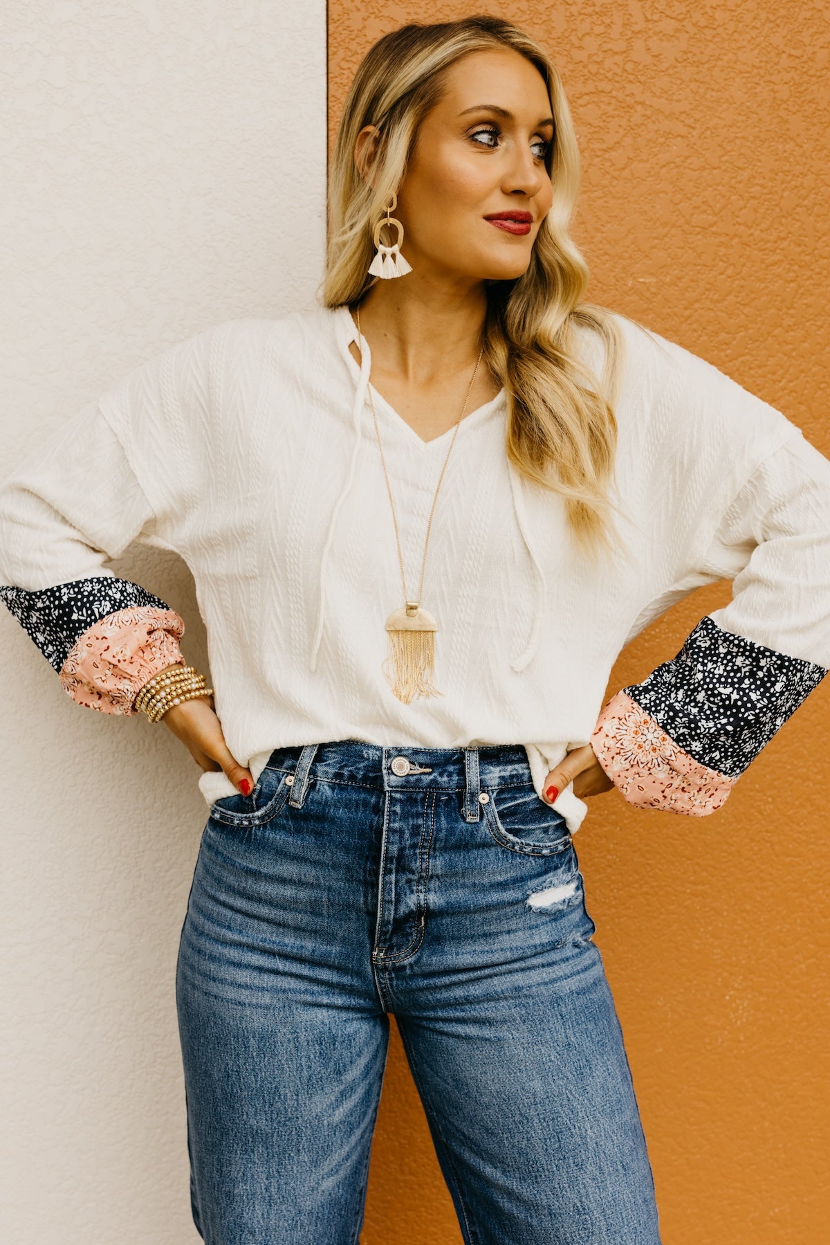 The Brysen Floral Patchwork Knit Top