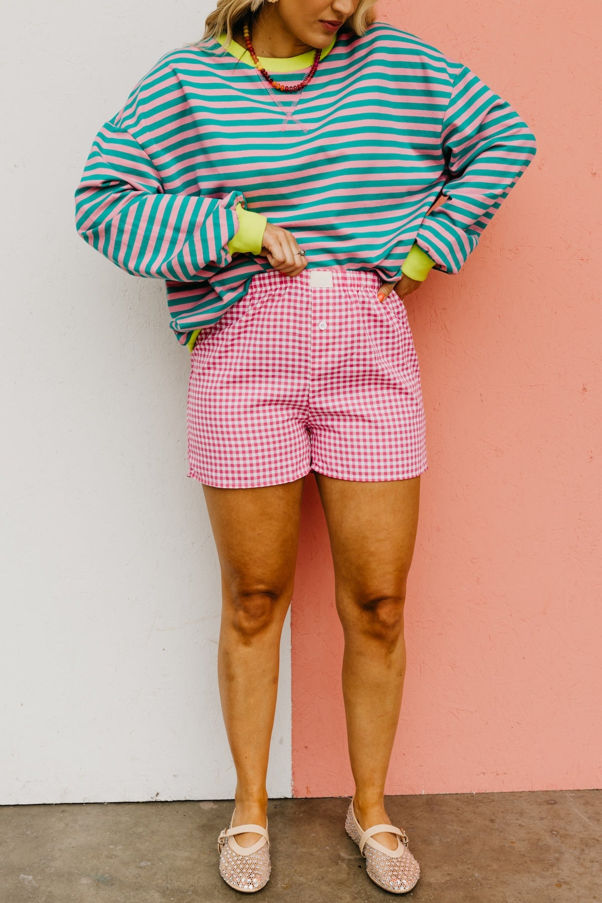 The Mina Gingham Cuffed Shorts