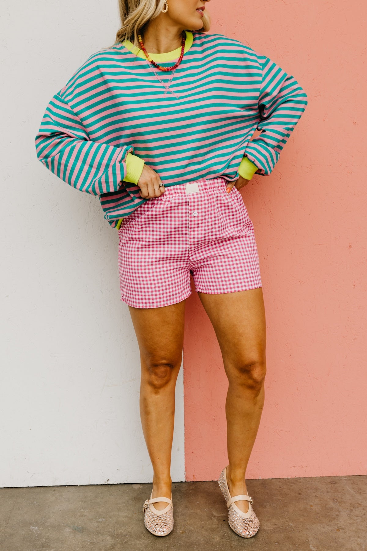 The Mina Gingham Cuffed Shorts