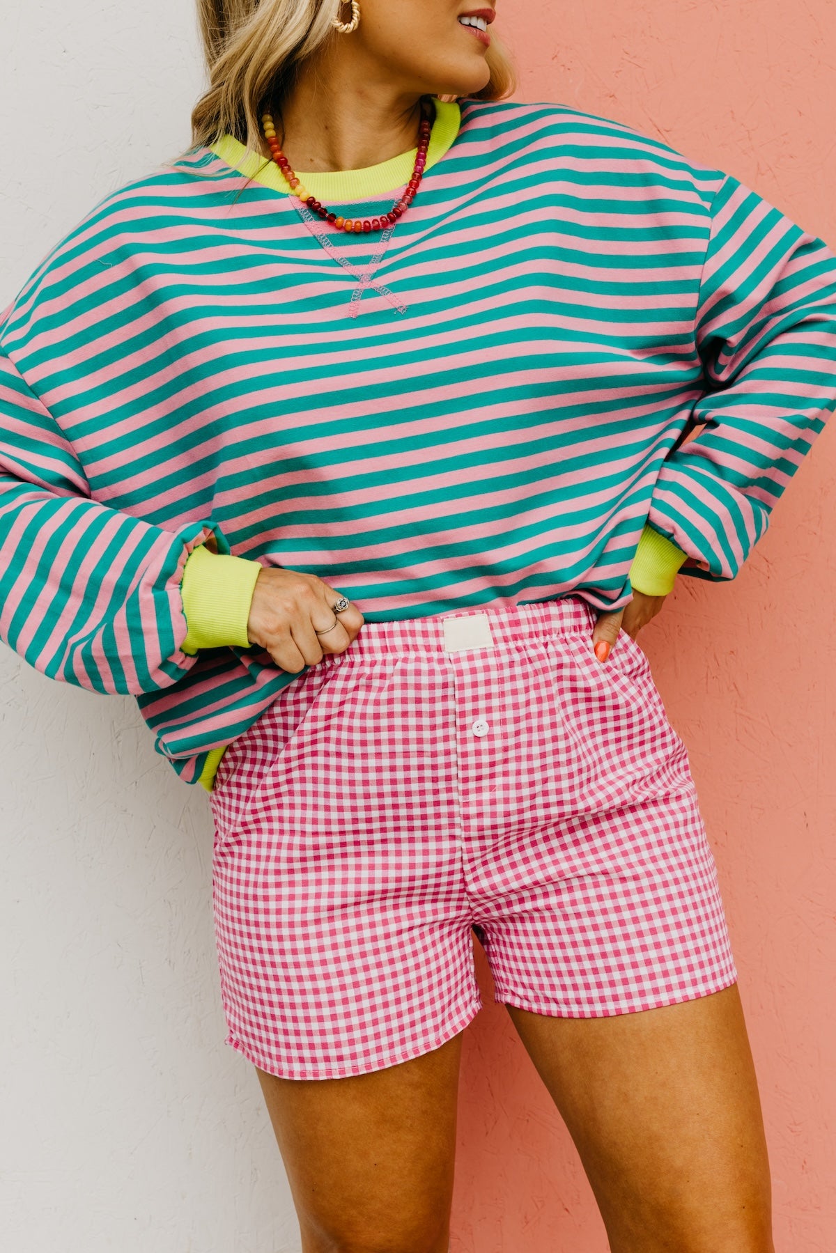 The Mina Gingham Cuffed Shorts