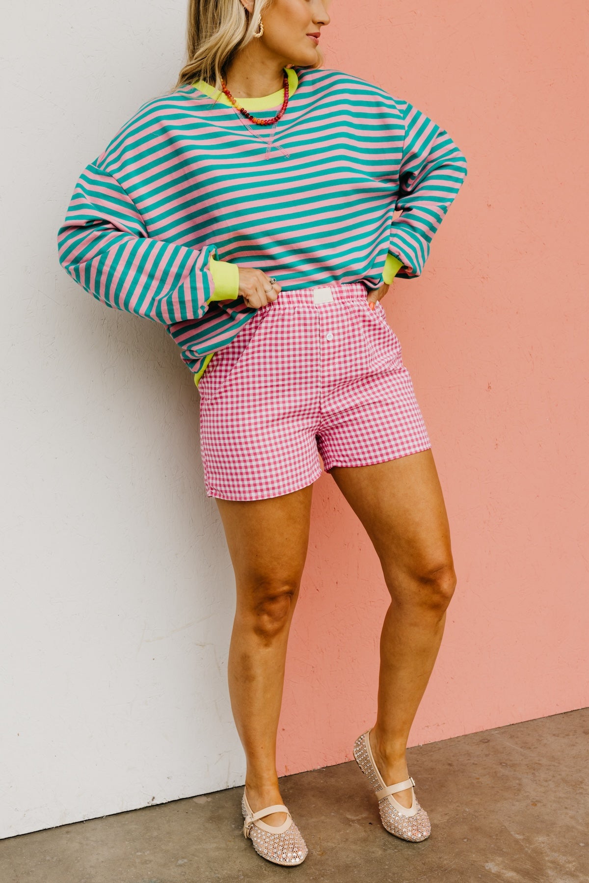 The Mina Gingham Cuffed Shorts