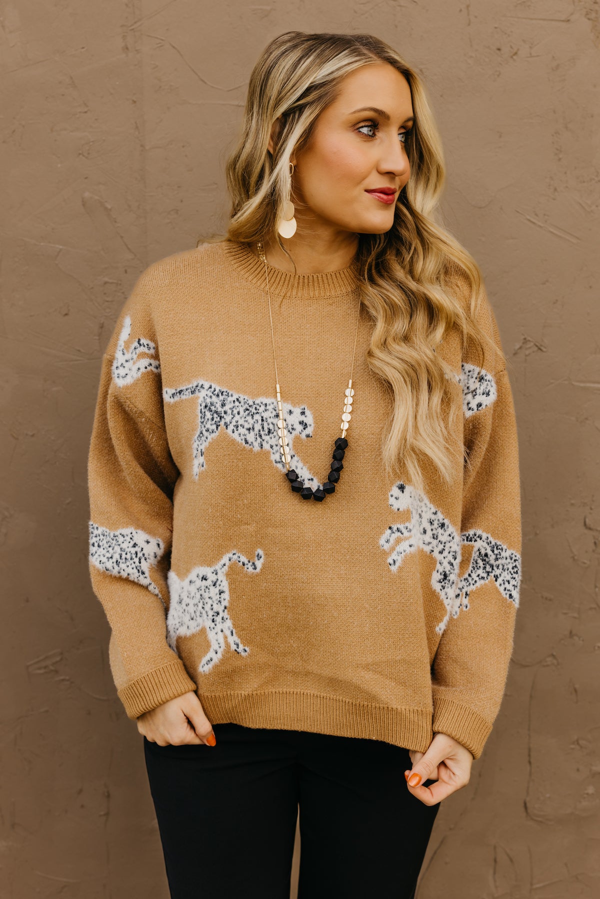 Warehouse cosy leopard print jumper sale