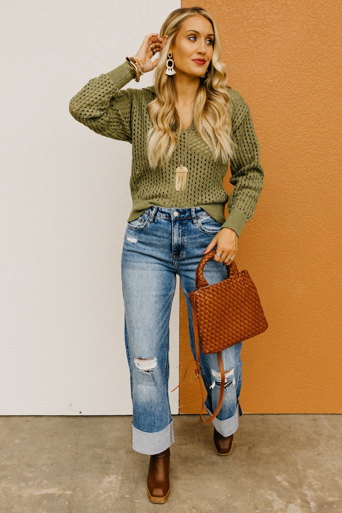 The Amayah Open Knit Popover Sweater