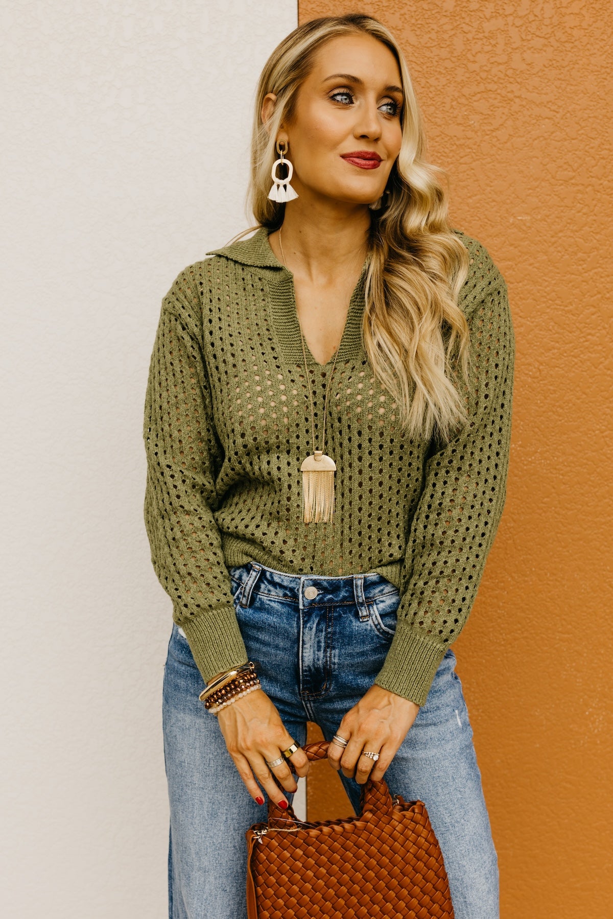 The Amayah Open Knit Popover Sweater