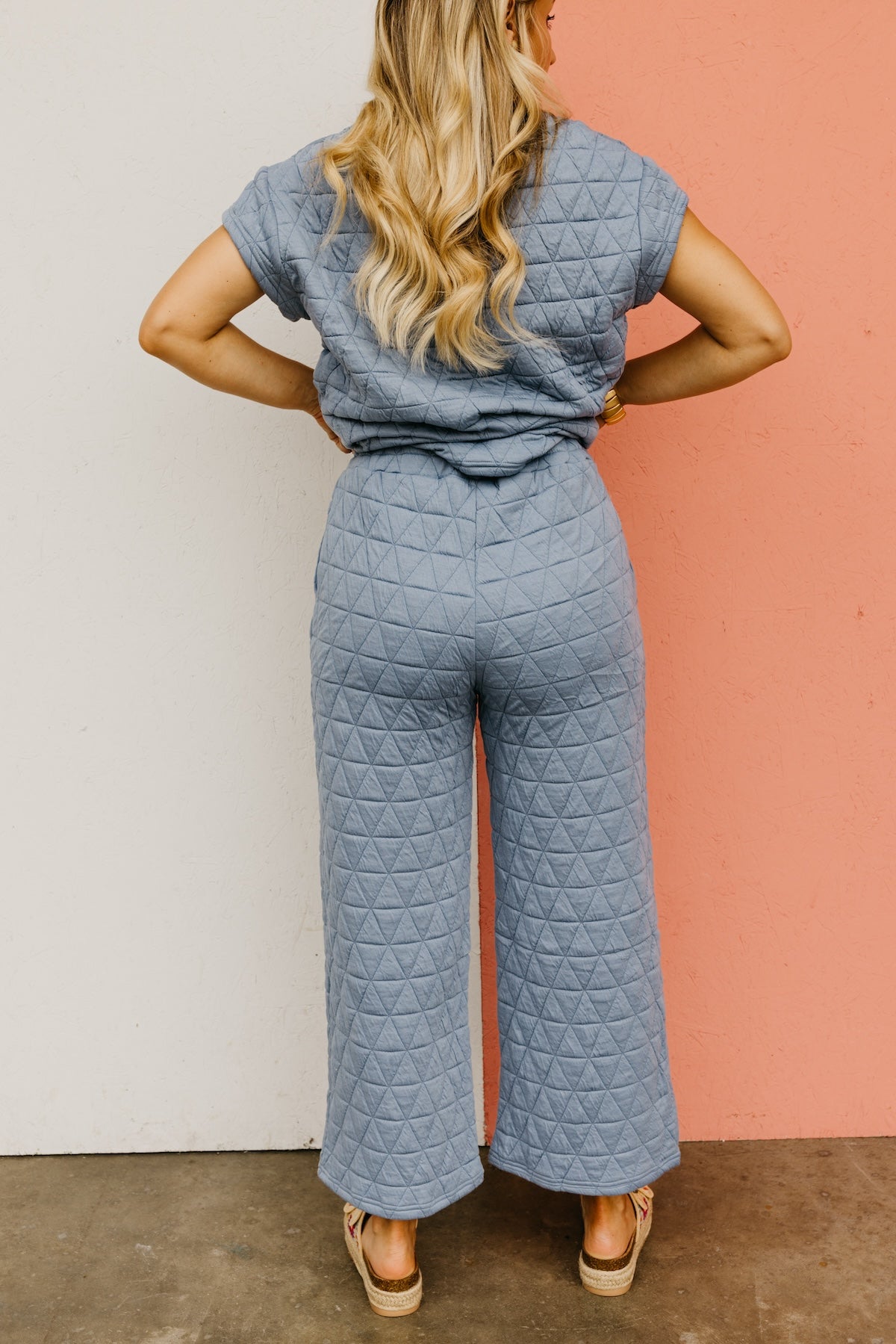 The Mikaela Quilted Short Sleeve Wide Leg Pants Set