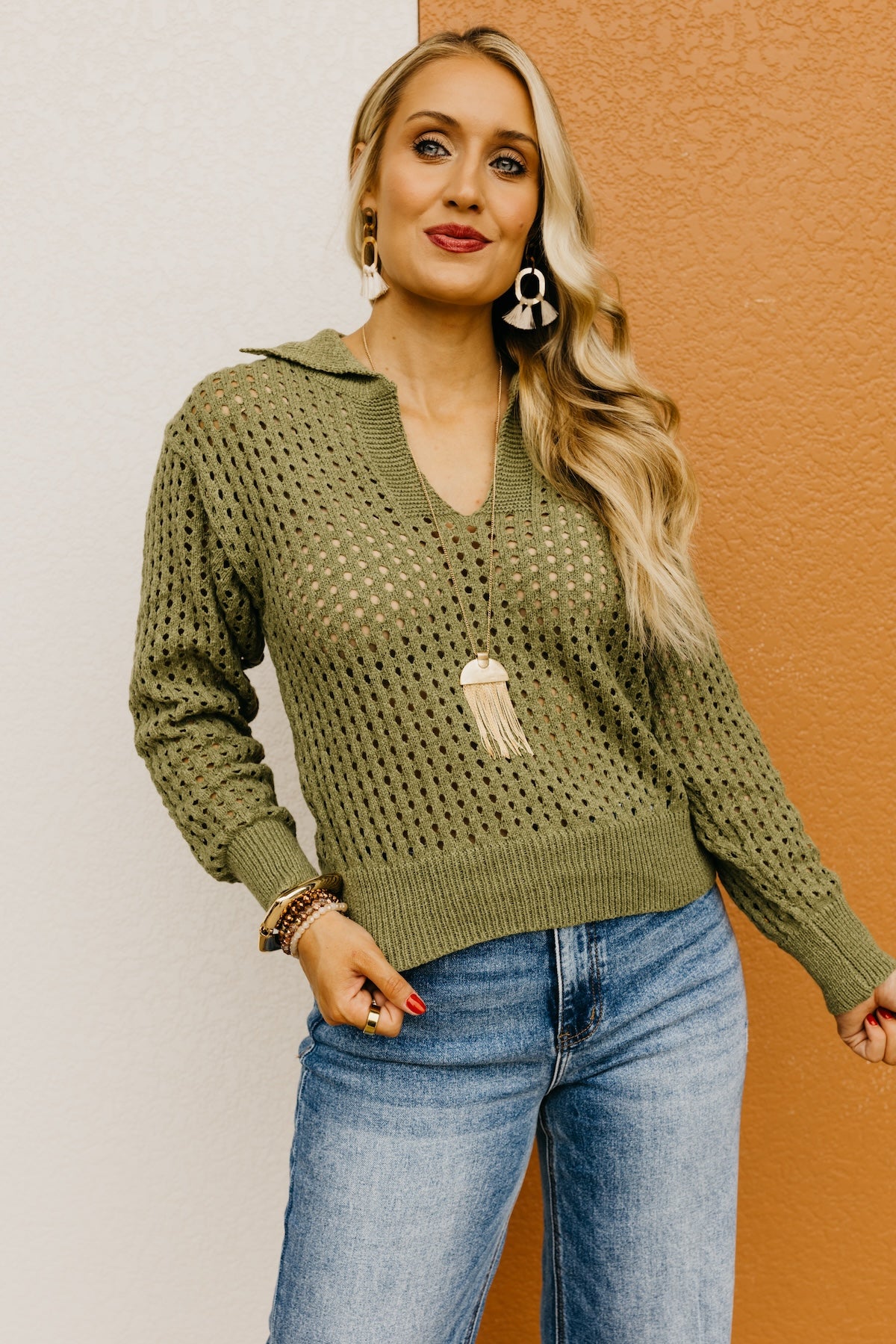 The Amayah Open Knit Popover Sweater