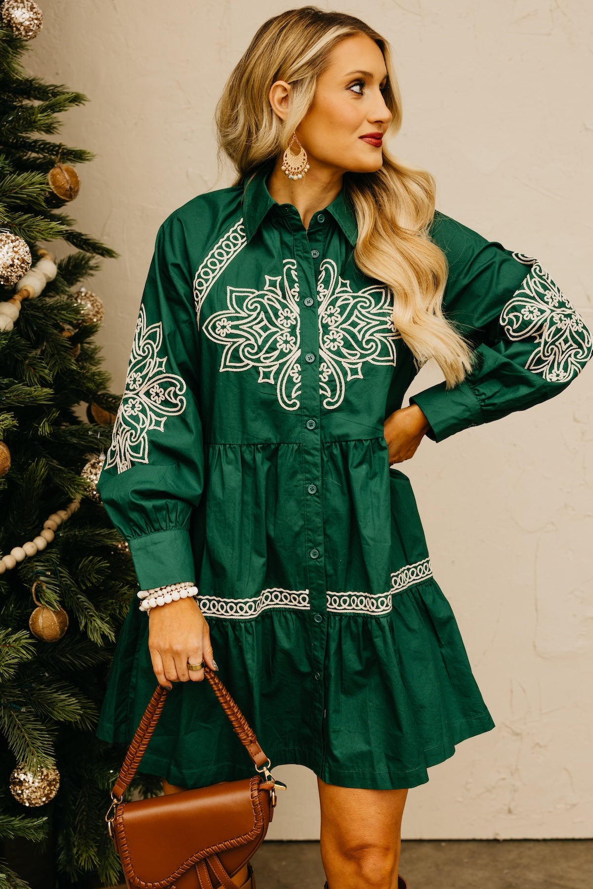 The Lennie Embroidered Button-Down Dress