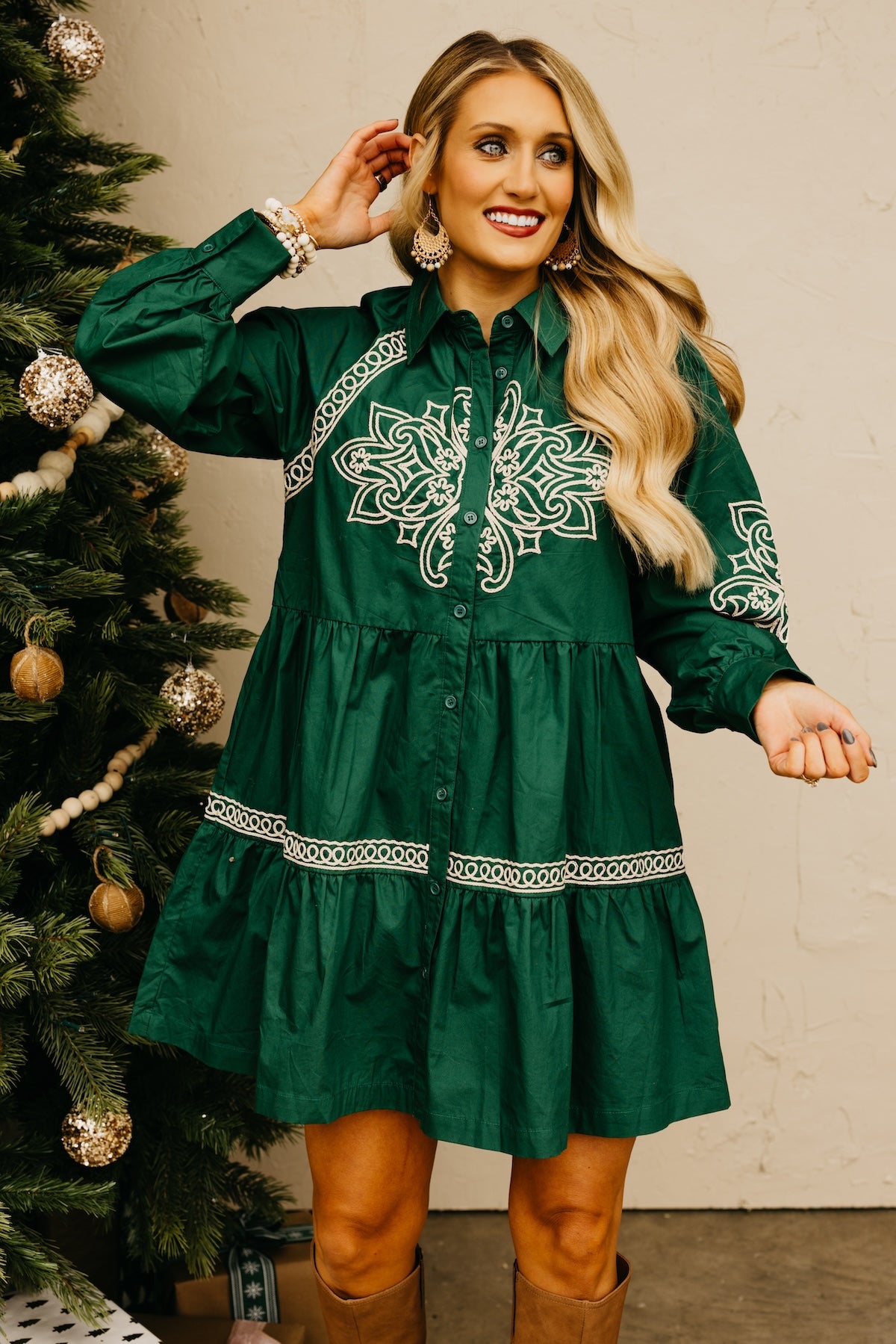 The Lennie Embroidered Button-Down Dress