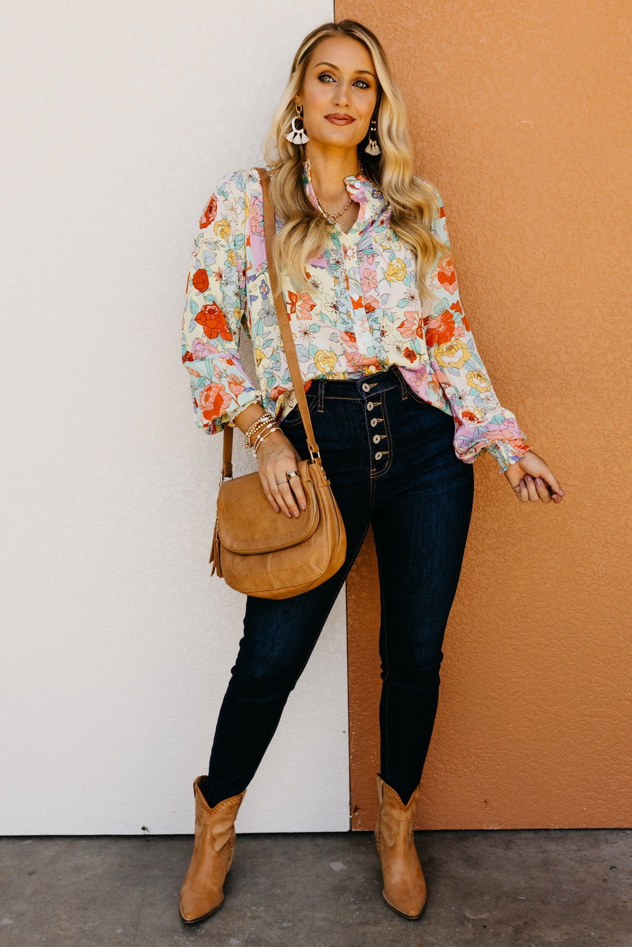 The Trinity Button Down Patchwork Floral Blouse