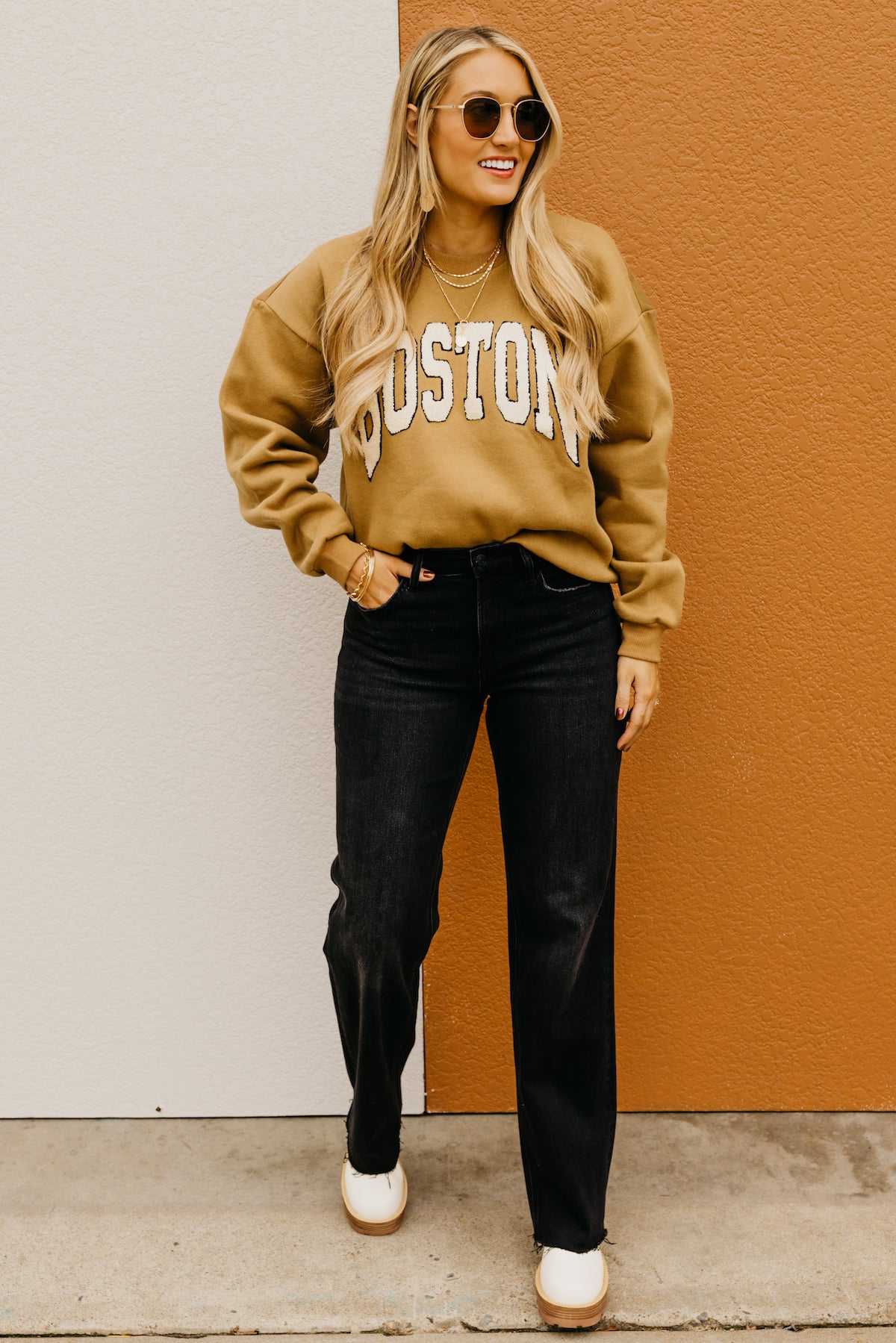 Camel colored online sweatshirt