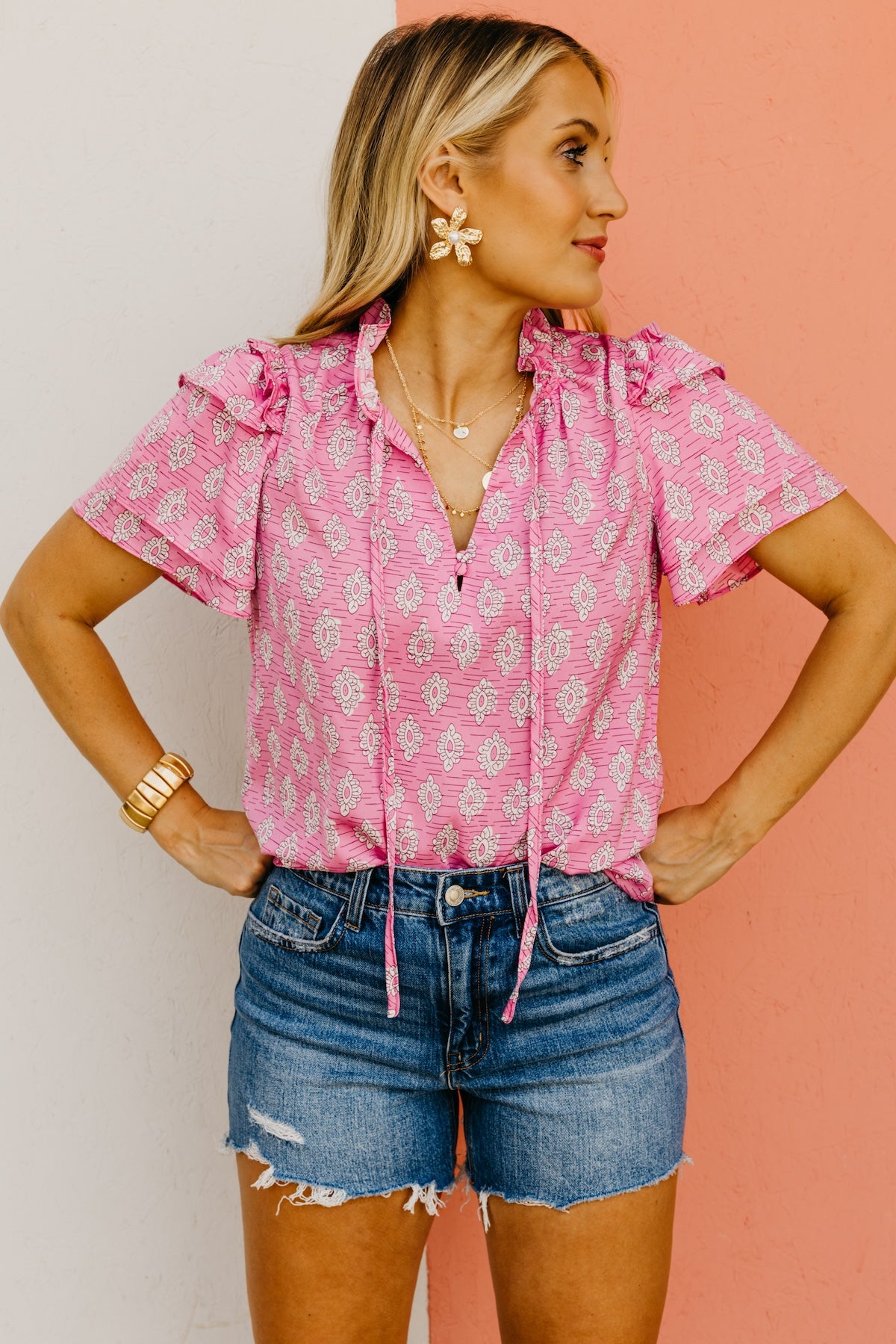 The Faye Split Neck Blouse