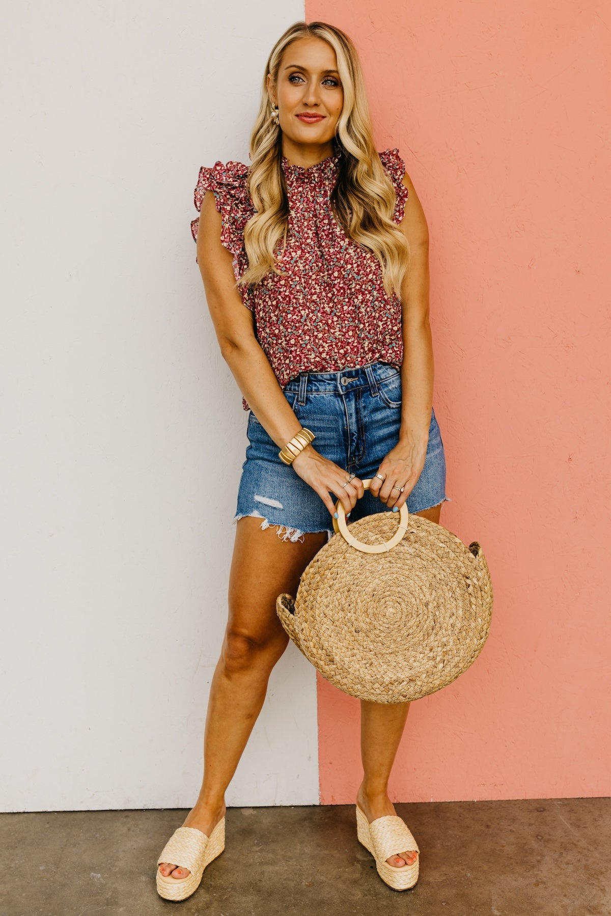 The Brittany Ruffle Sleeve Floral Top