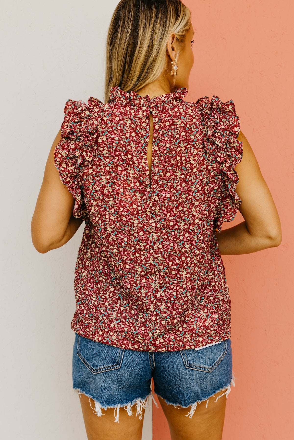 The Brittany Ruffle Sleeve Floral Top