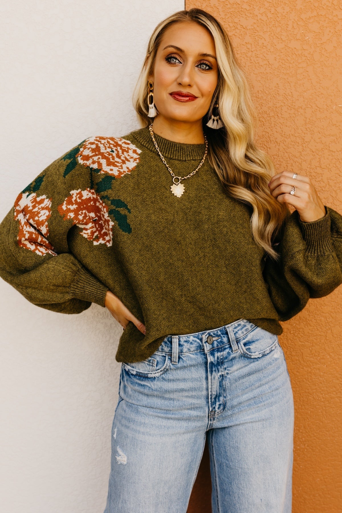 Floral jacquard sweater best sale