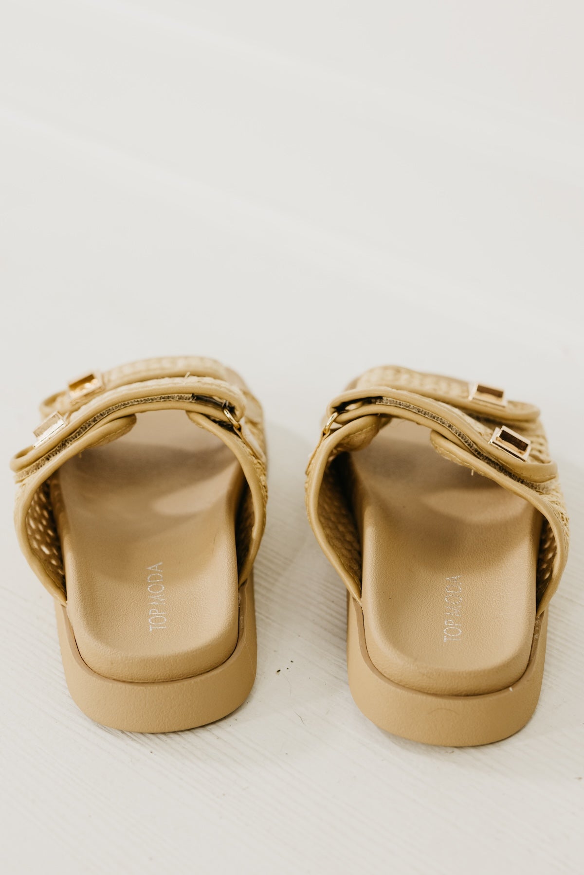 The Lyon Raffia Double Strap Slide