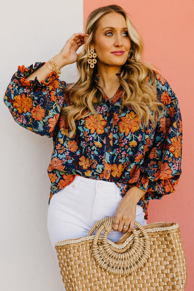 The Evie Floral Bubble Sleeve Blouse